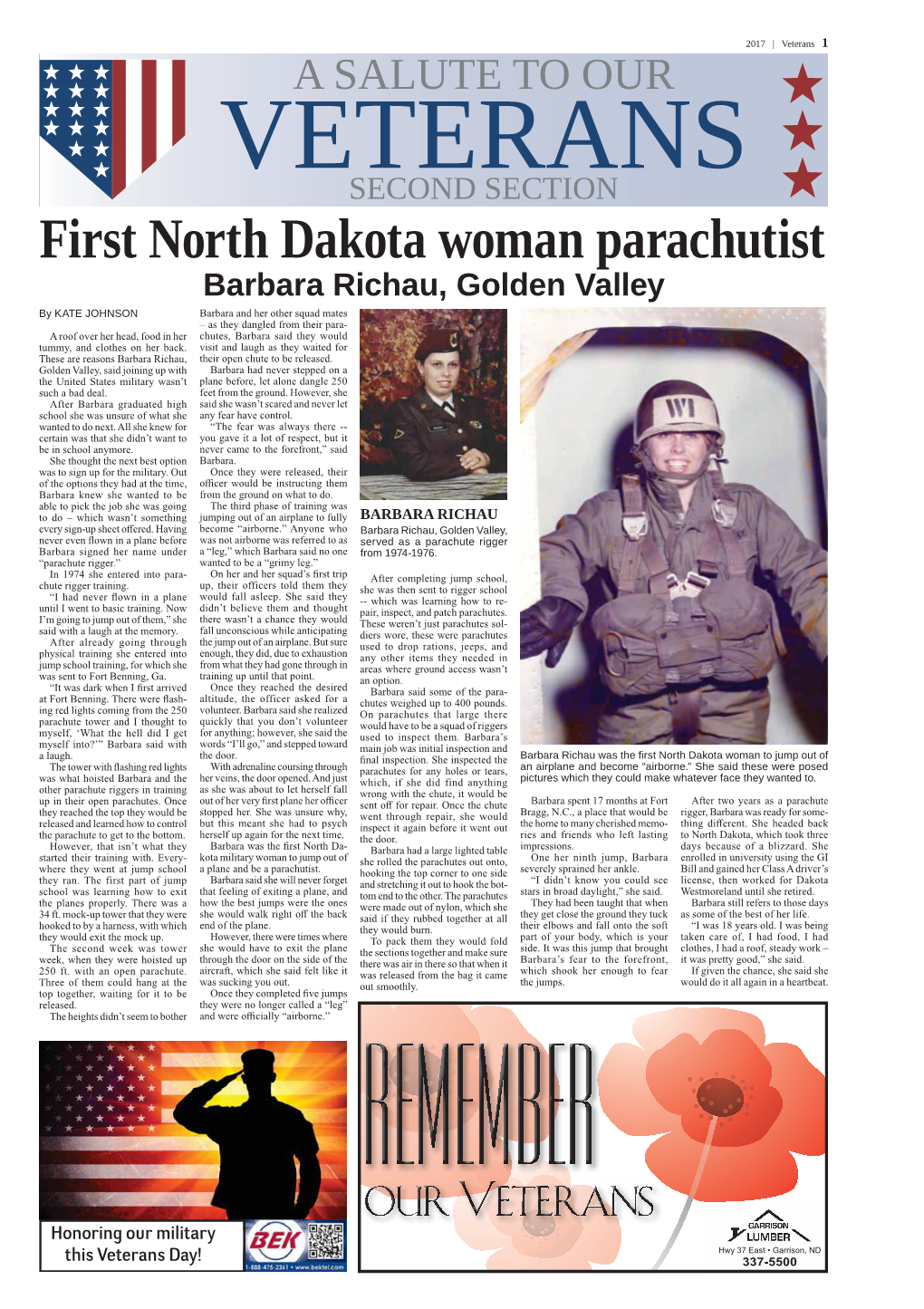 First North Dakota Woman Parachutist