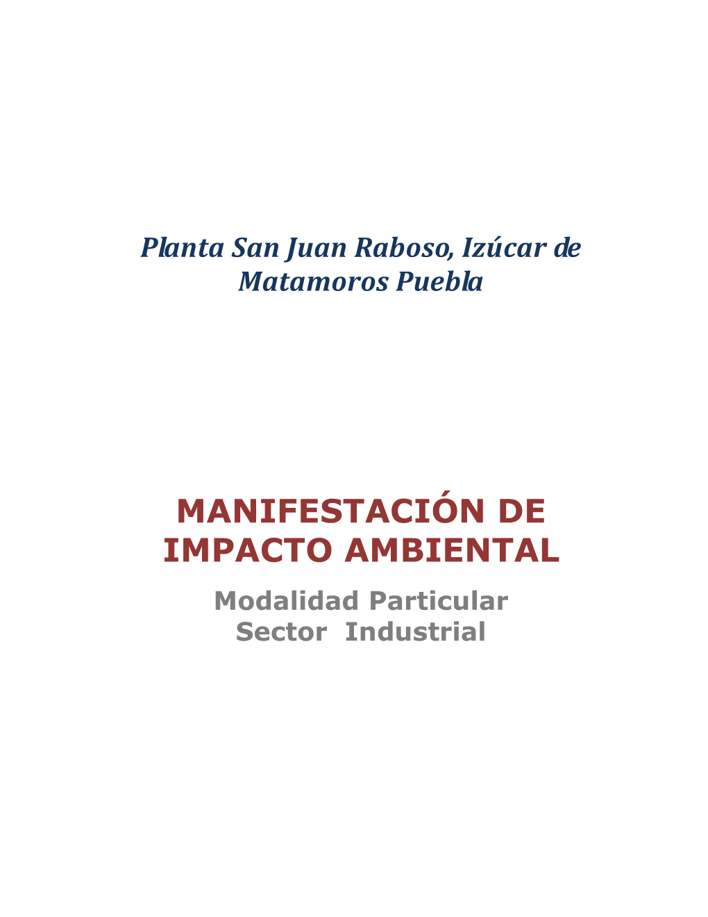 Manifestación De Impacto Ambiental