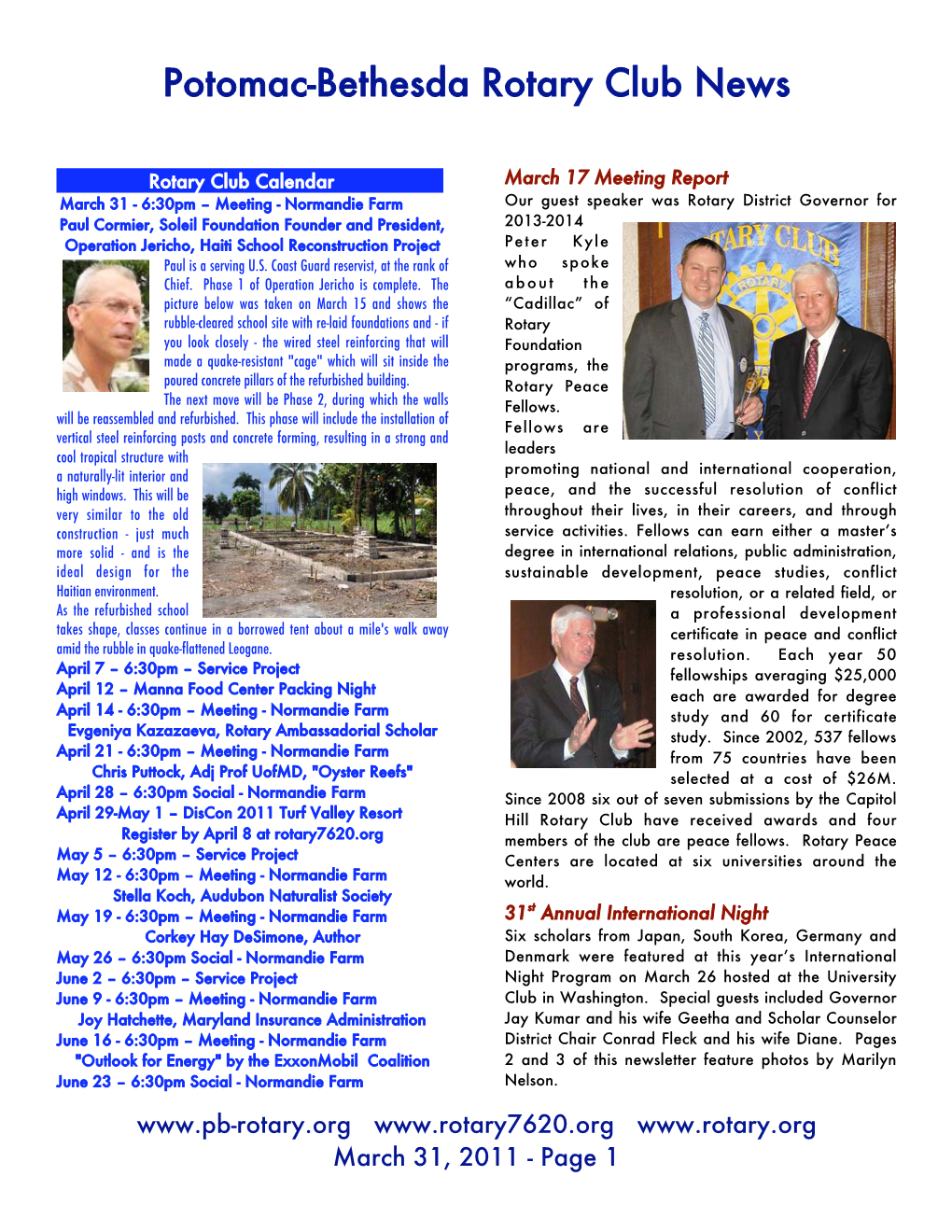 Potomac-Bethesda Rotary Club News
