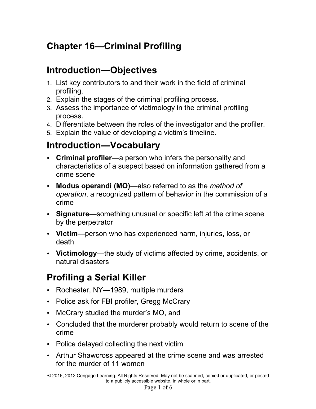 Chapter 16 Criminal Profiling