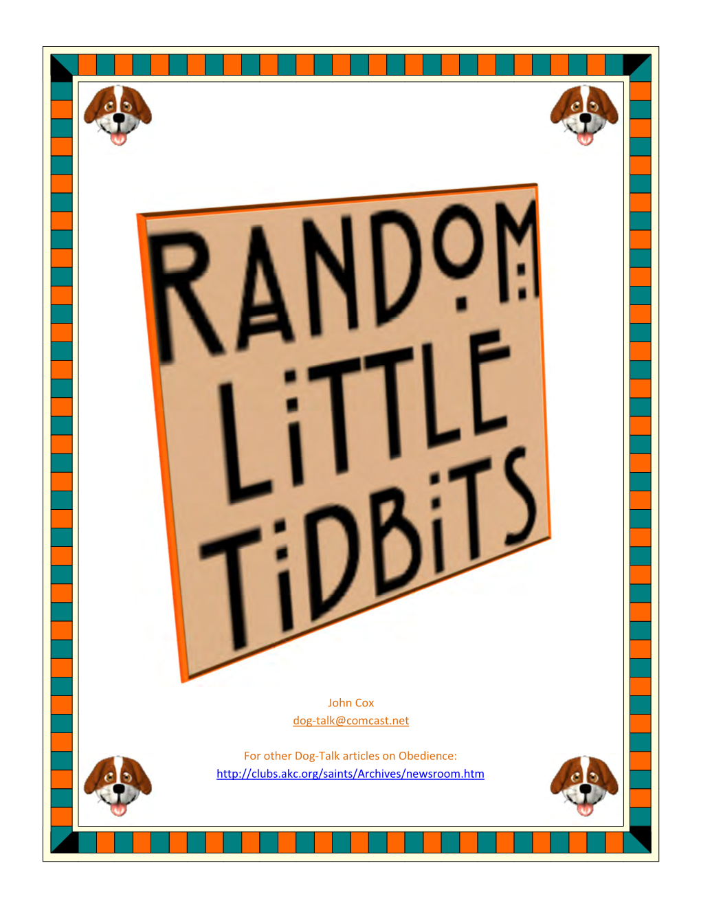 Random Little Tidbits” on the AKC Obedience Regulations