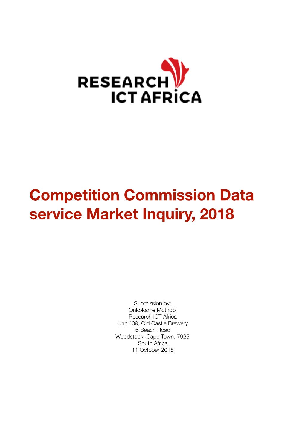 Competition Commission Data Service Market Inquiry, 2018