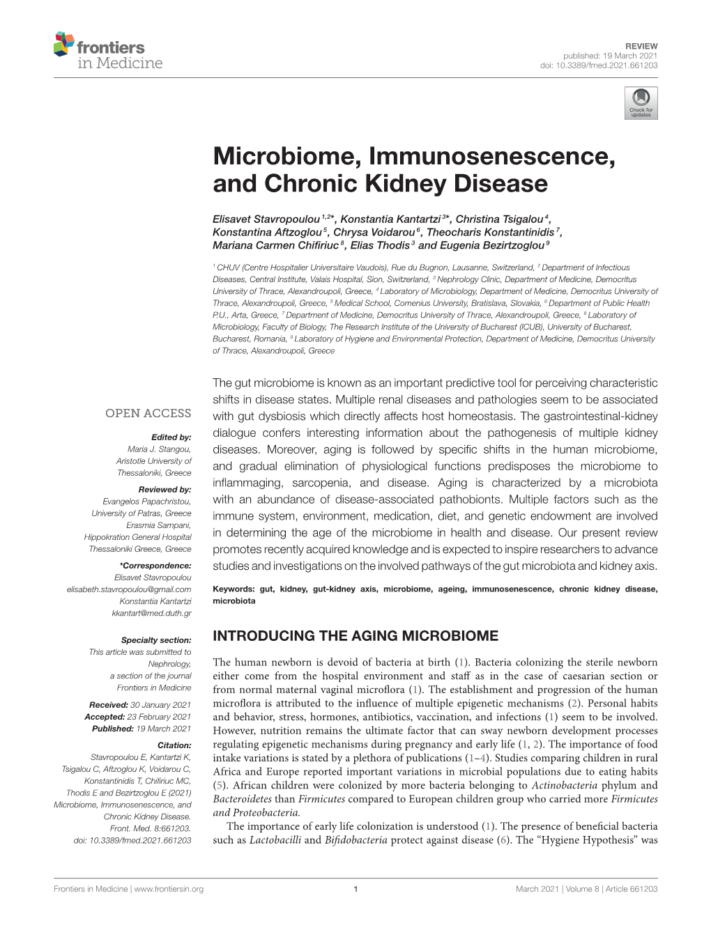 Microbiome, Immunosenescence, and Chronic Kidney Disease
