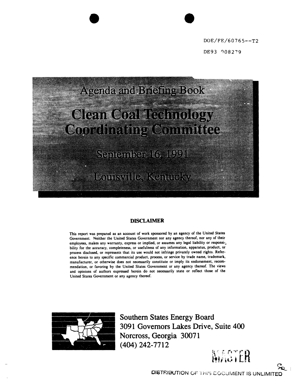 Southern States Energy Board 3091 Governors Lakes Drive, Suite 400 Norcross, Georgia 30071 (404) 242-7712