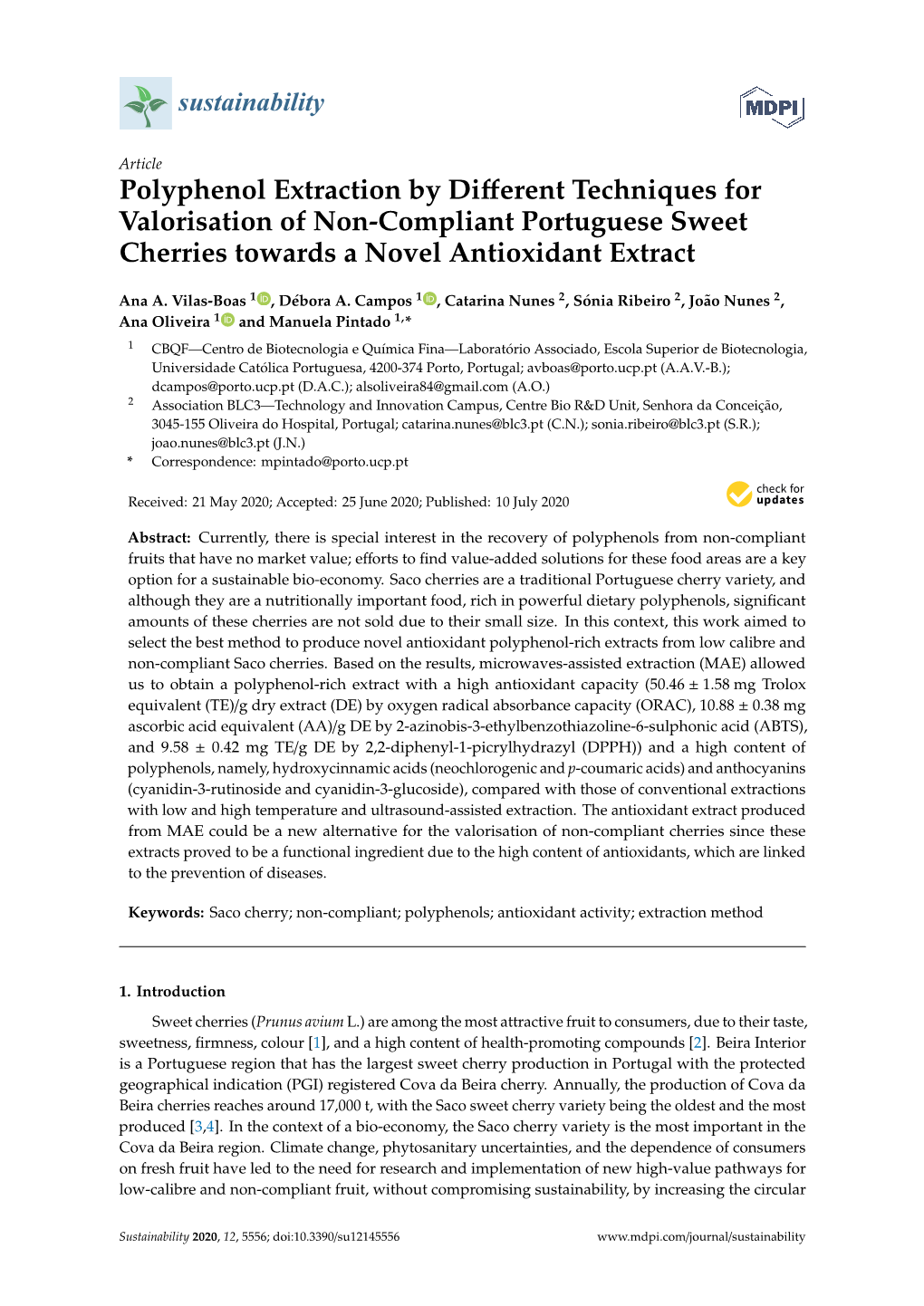 Polyphenol Extraction by Different Techniques for Valorisation of Non