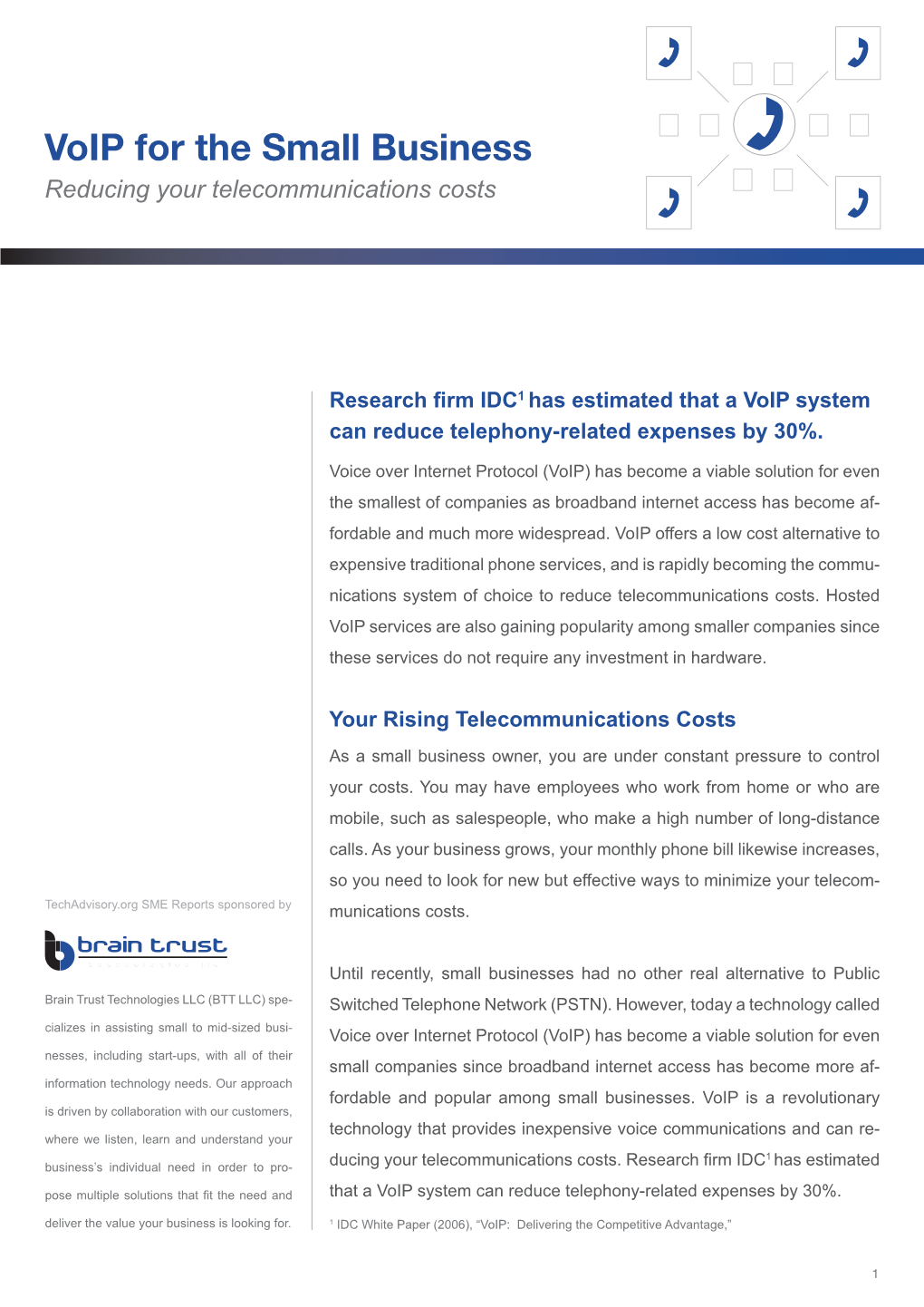 Voip for the Small Business Reducing Your Telecommunications Costs