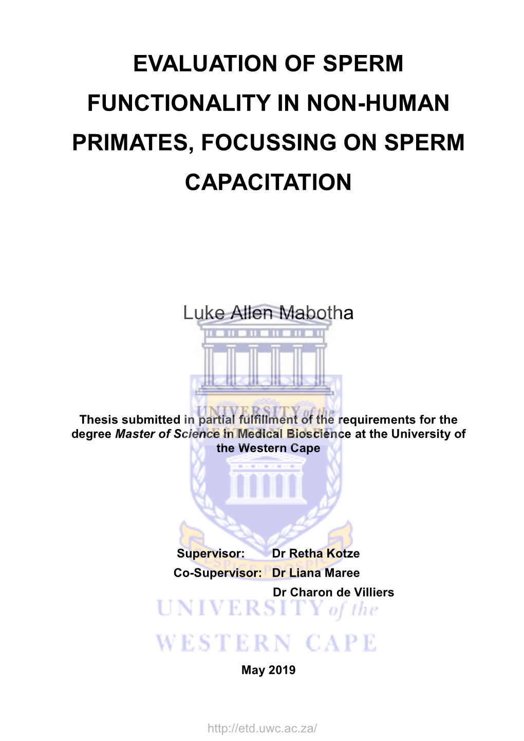 Evaluation of Sperm Functionality in Non-Human Primates, Focussing on Sperm Capacitation