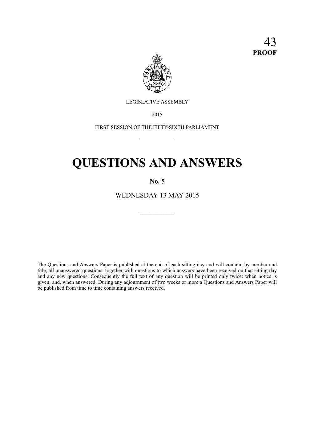 Questions & Answers Paper No. 5