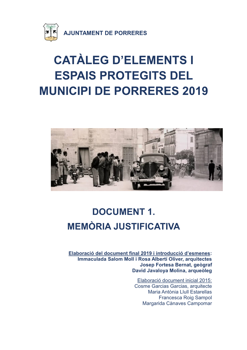 Catàleg D'elements I Espais Protegits Del Municipi De Porreres 2019