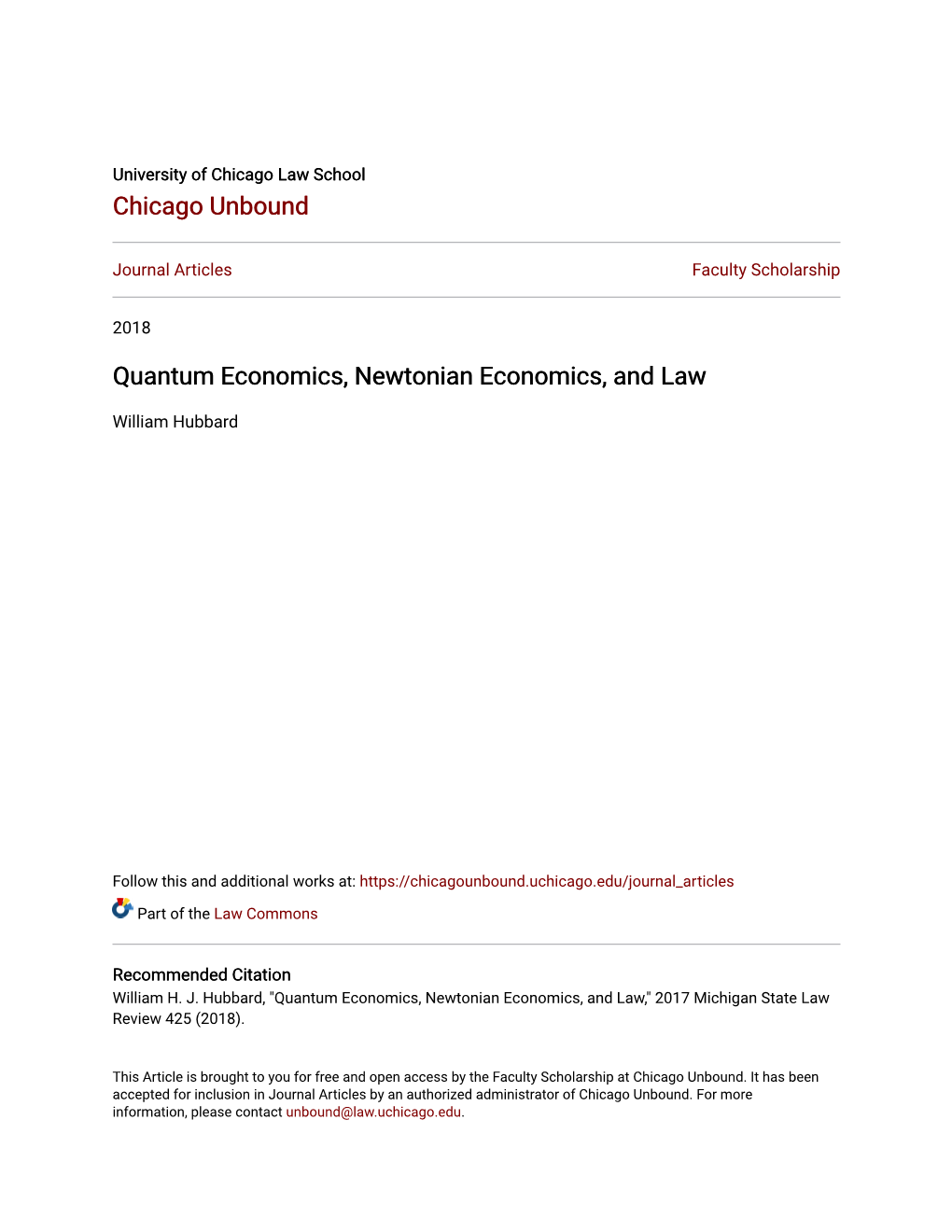 Quantum Economics, Newtonian Economics, and Law