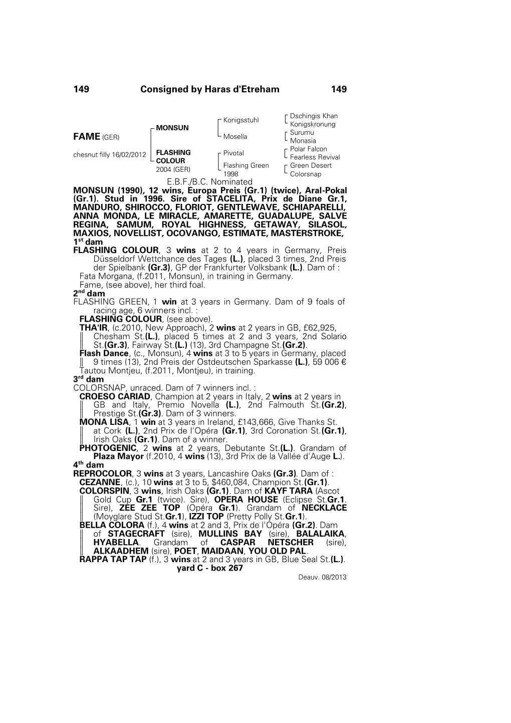 149 Consigned by Haras D'etreham 149 FAME (GER)