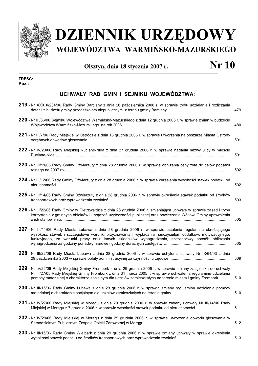 Dz. U. Nr 10Pop