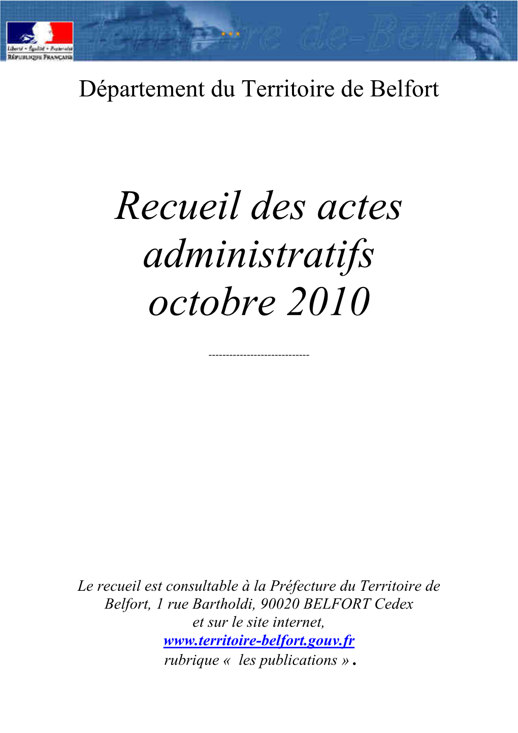 Recueil Des Actes Administratifs Octobre 2010