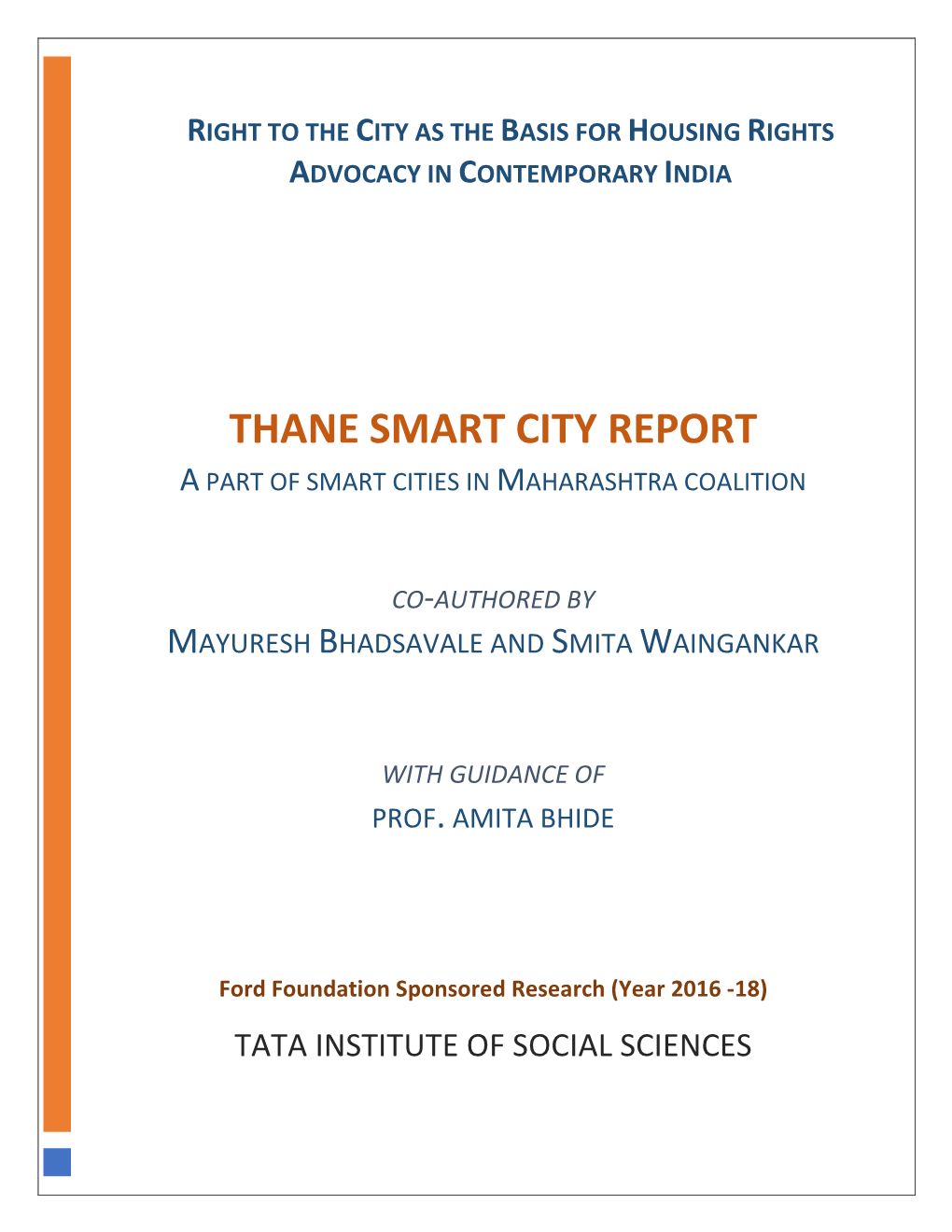 Thane Smart City Report a Part of Smart Cities in Maharashtra Coalition