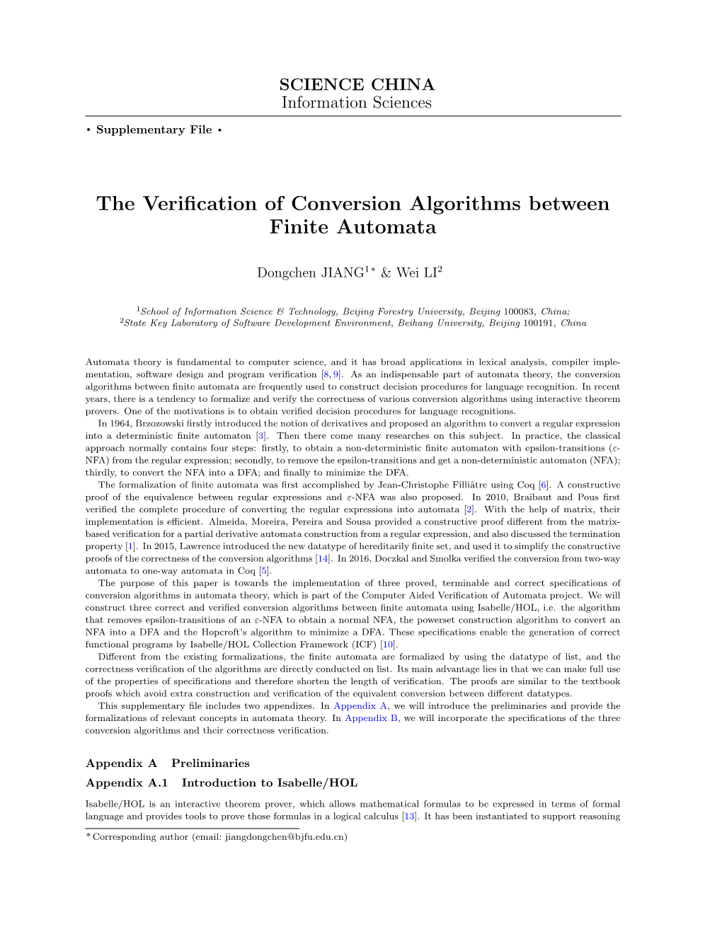 The Verification of Conversion Algorithms Between Finite Automata