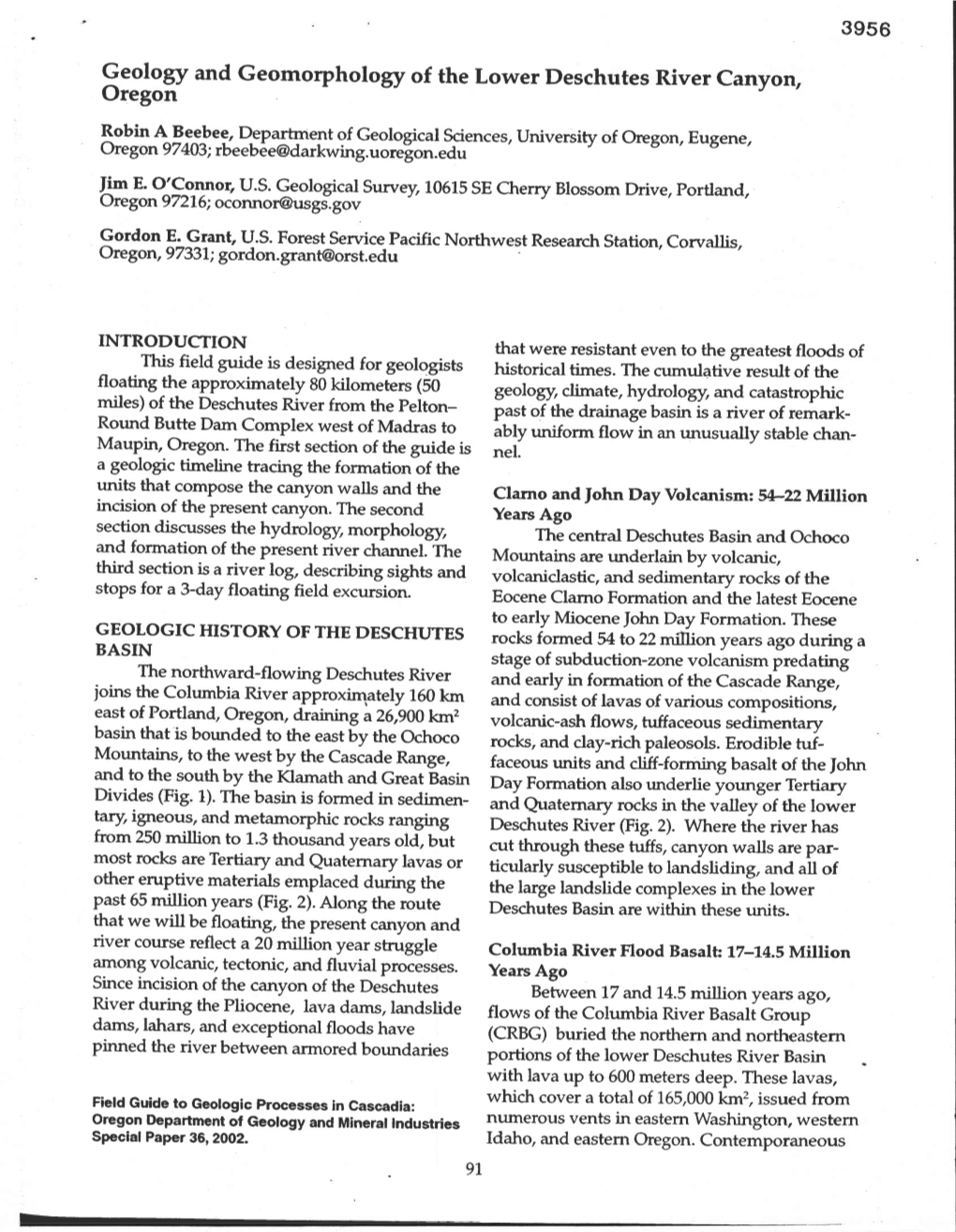 Geology and Geomorphology of the Lower