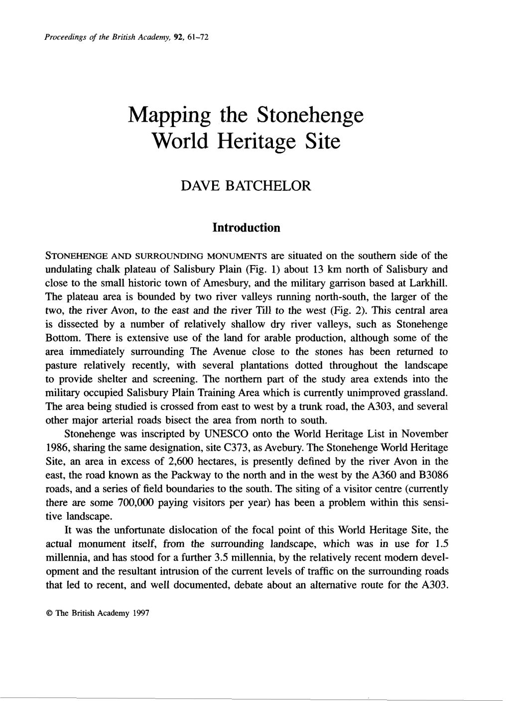Mapping the Stonehenge World Heritage Site
