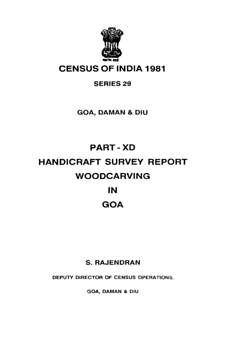 Part-Xd Handicraft Survey Report Woodcarving in Goa