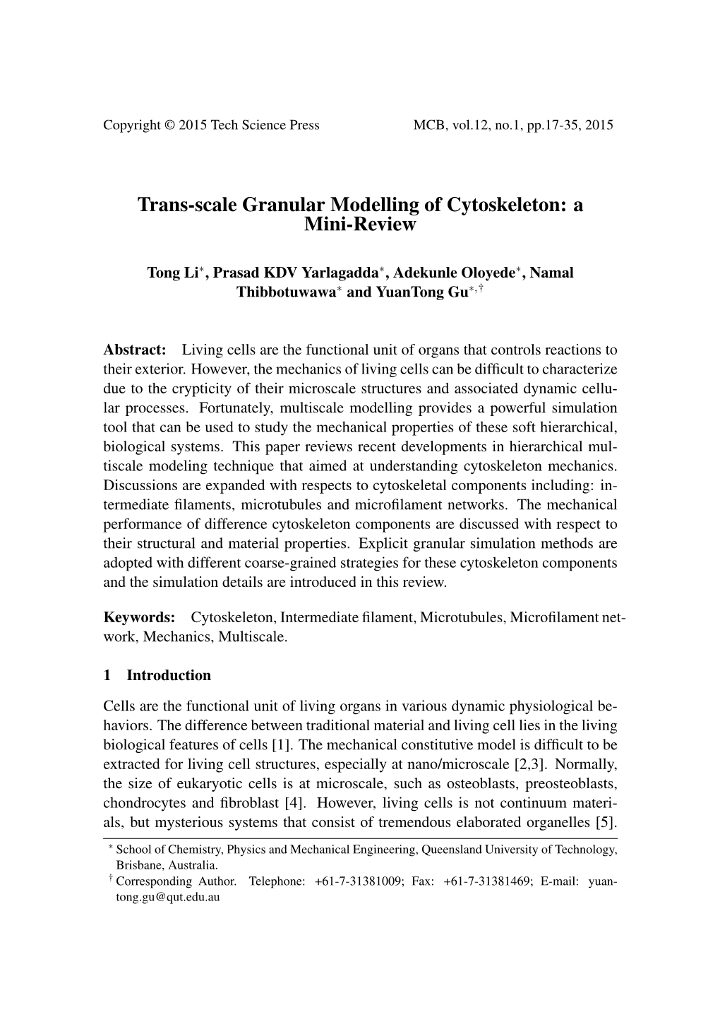 Trans-Scale Granular Modelling of Cytoskeleton: a Mini-Review