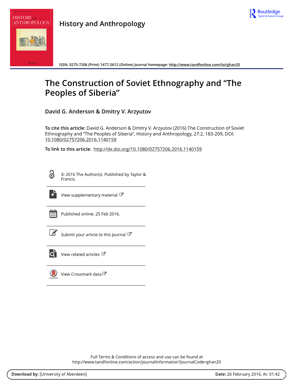 The Construction of Soviet Ethnography and “The Peoples of Siberia”