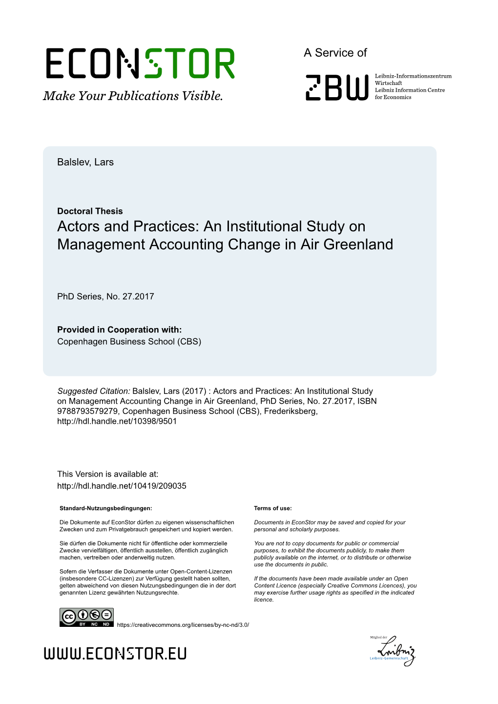 An Institutional Study on Management Accounting Change in Air Greenland