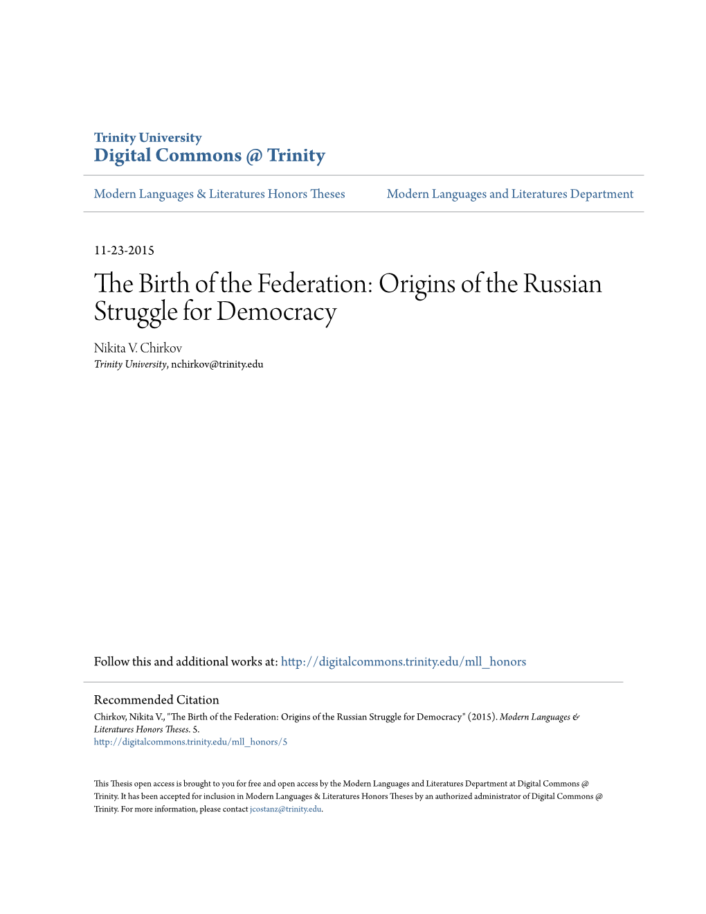 Origins of the Russian Struggle for Democracy Nikita V