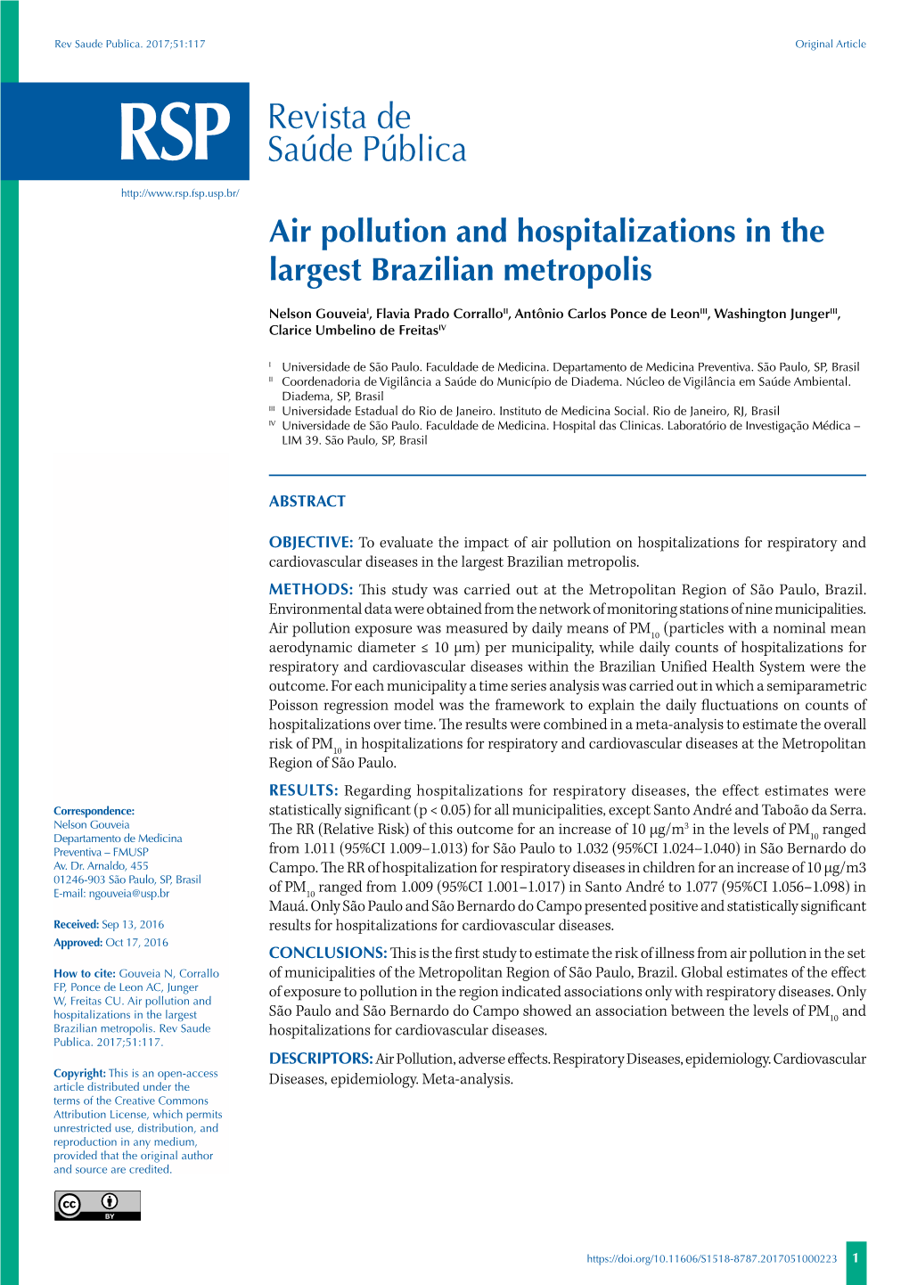 Air Pollution and Hospitalizations in the Largest Brazilian Metropolis