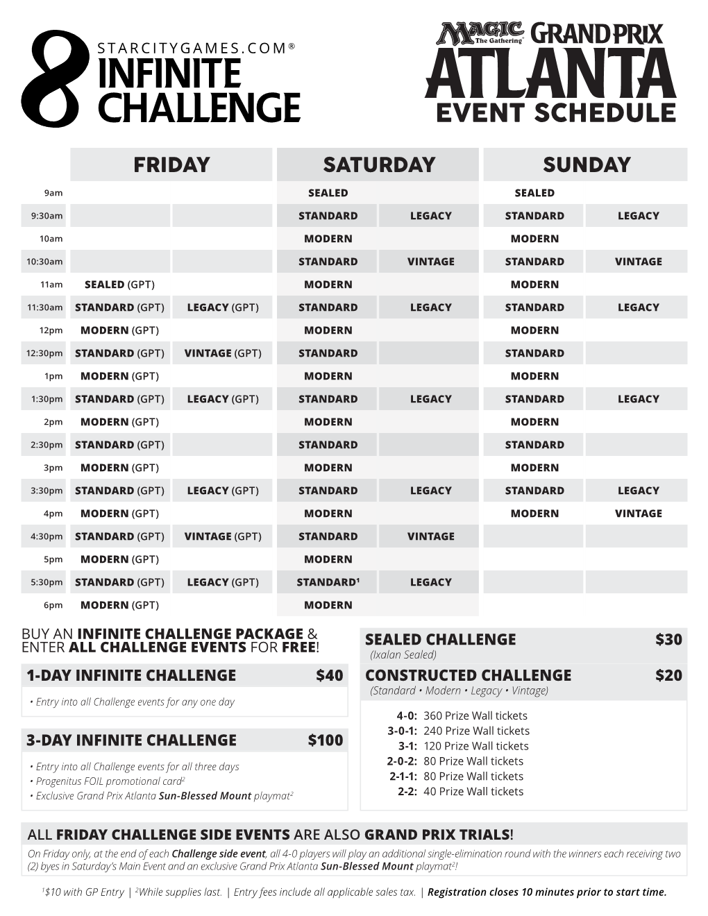 Infinite Challenge Event Schedule