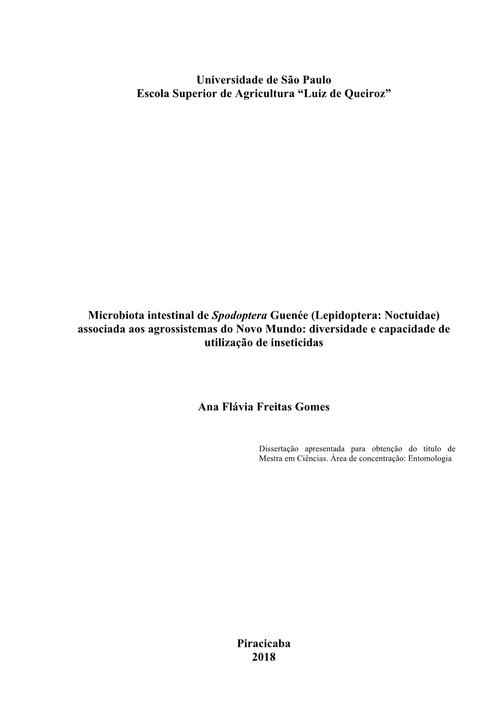 “Luiz De Queiroz” Microbiota Intestinal De Spodoptera Guenée