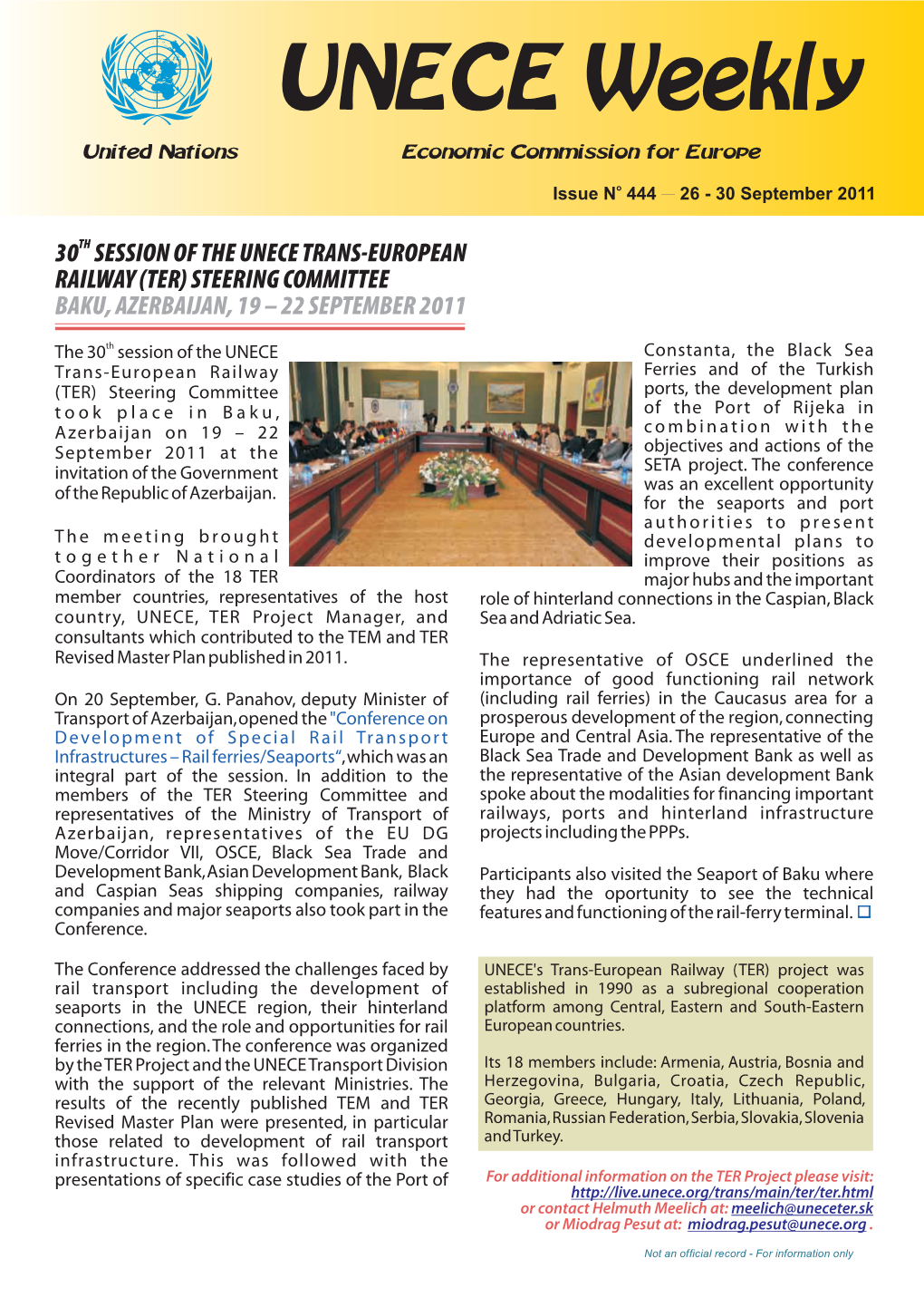 30 Session of the Unece Trans-European Railway