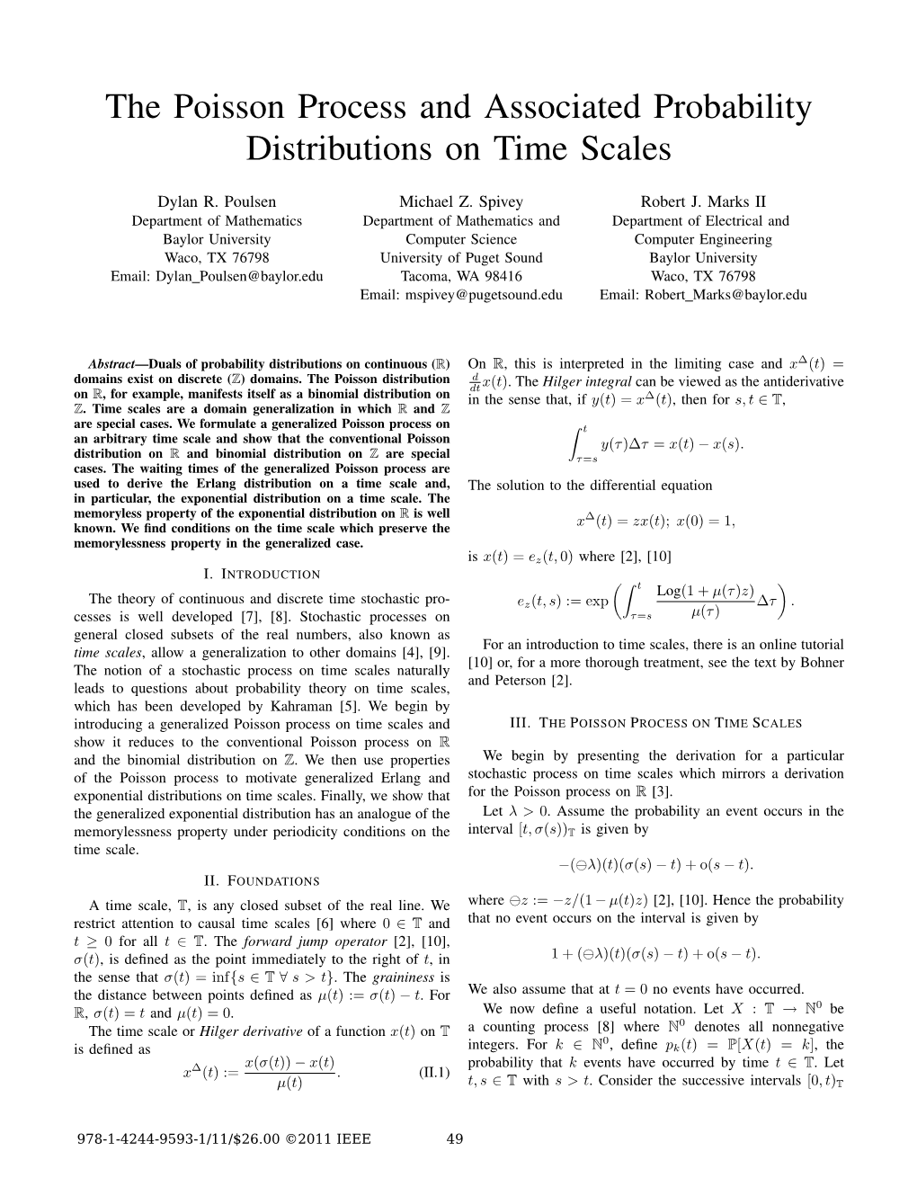 The Poisson Process and Associated Probability Distributions on Time Scales