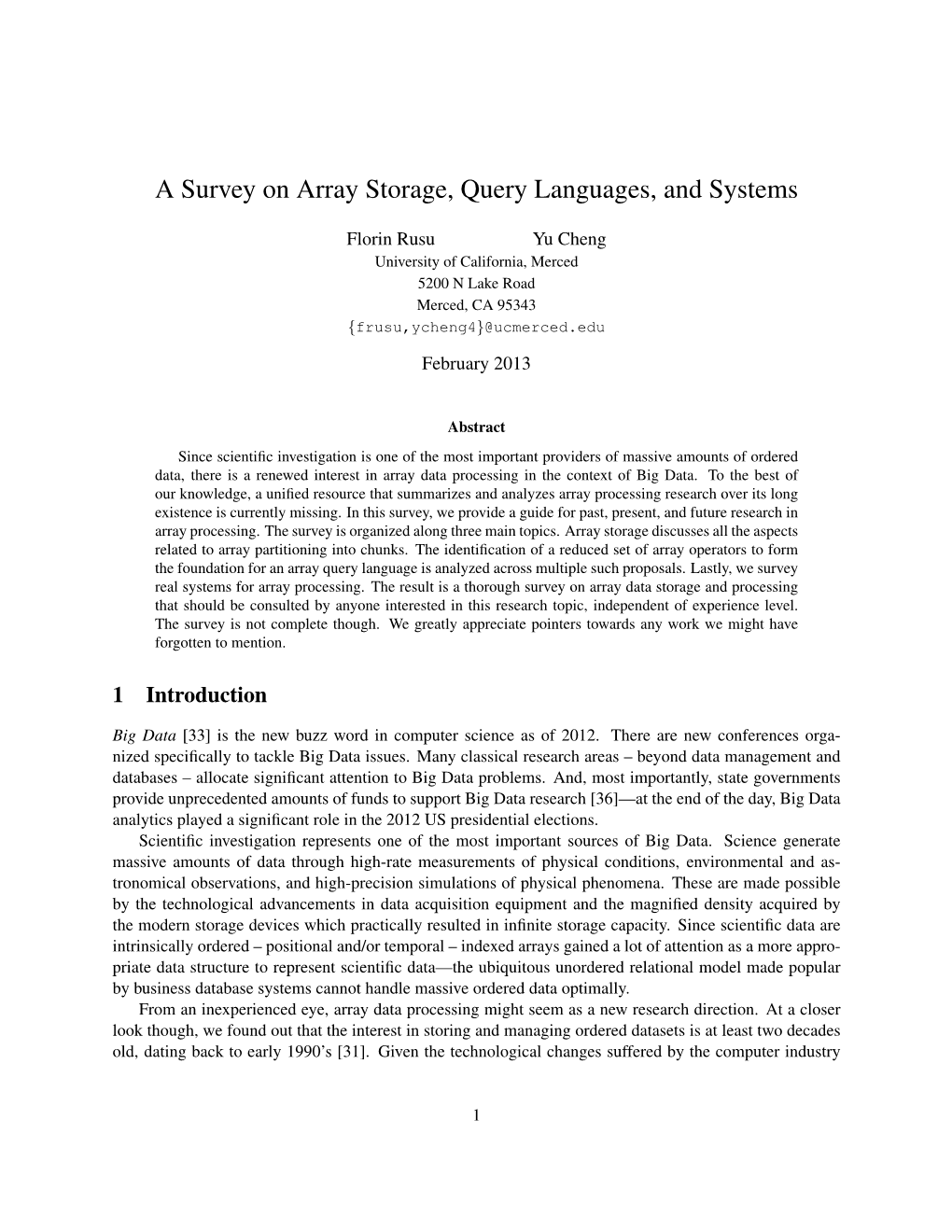 A Survey on Array Storage, Query Languages, and Systems