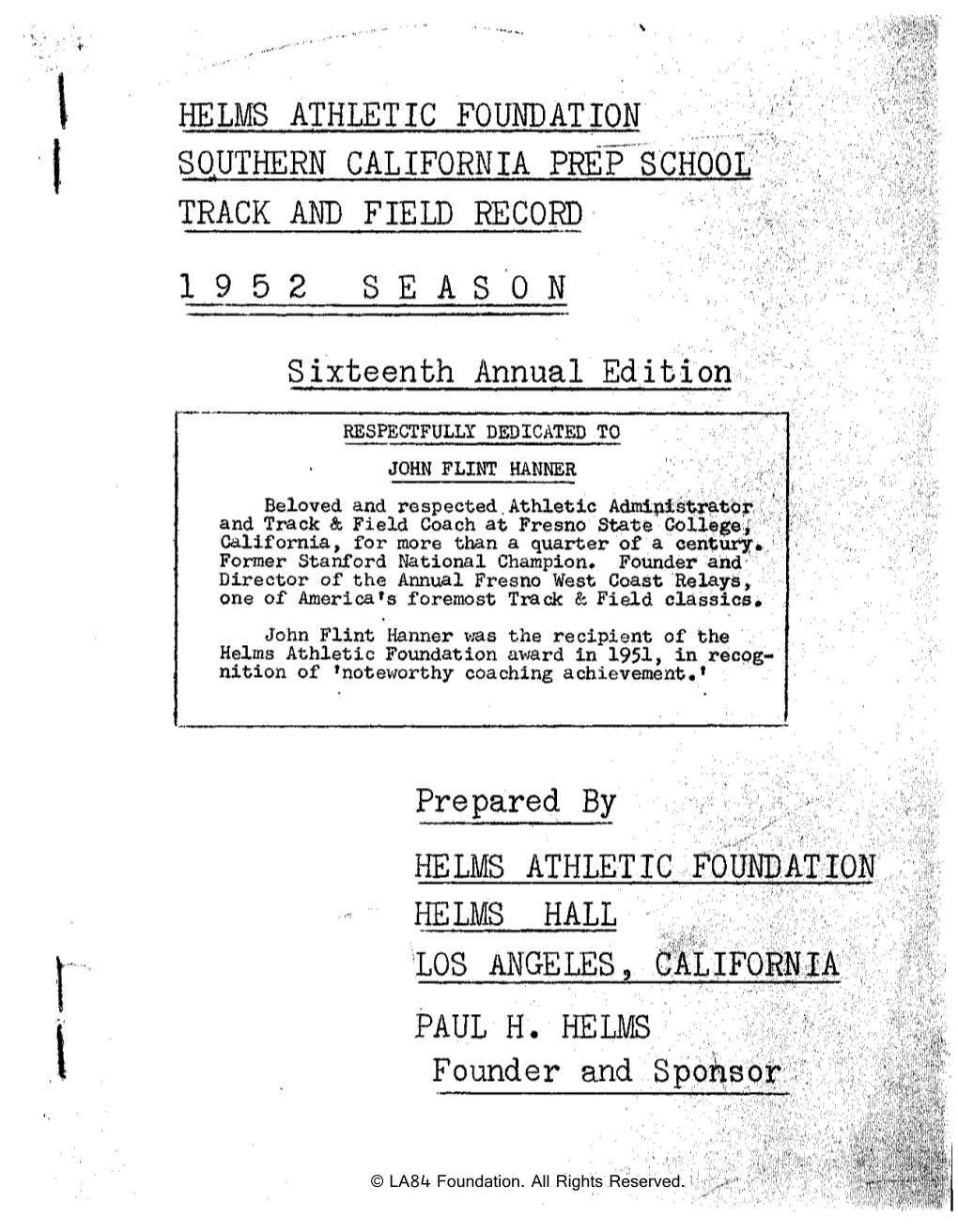 Helms Track and Field Annual 1952