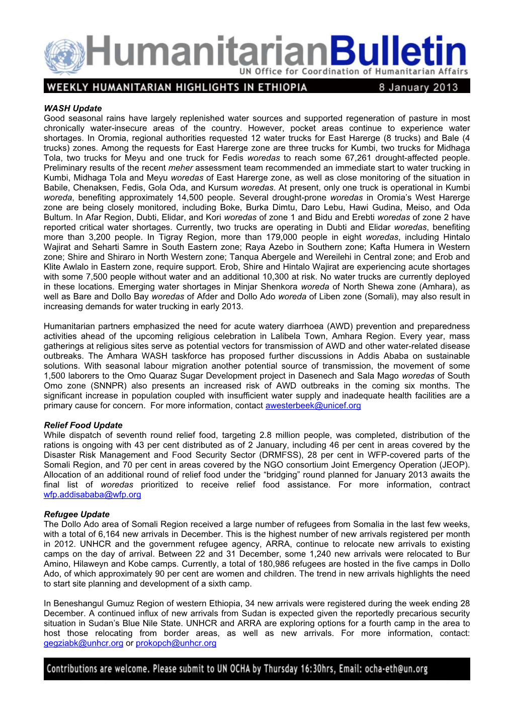 Humanitarian Bulletin 8 January 2013.Pdf