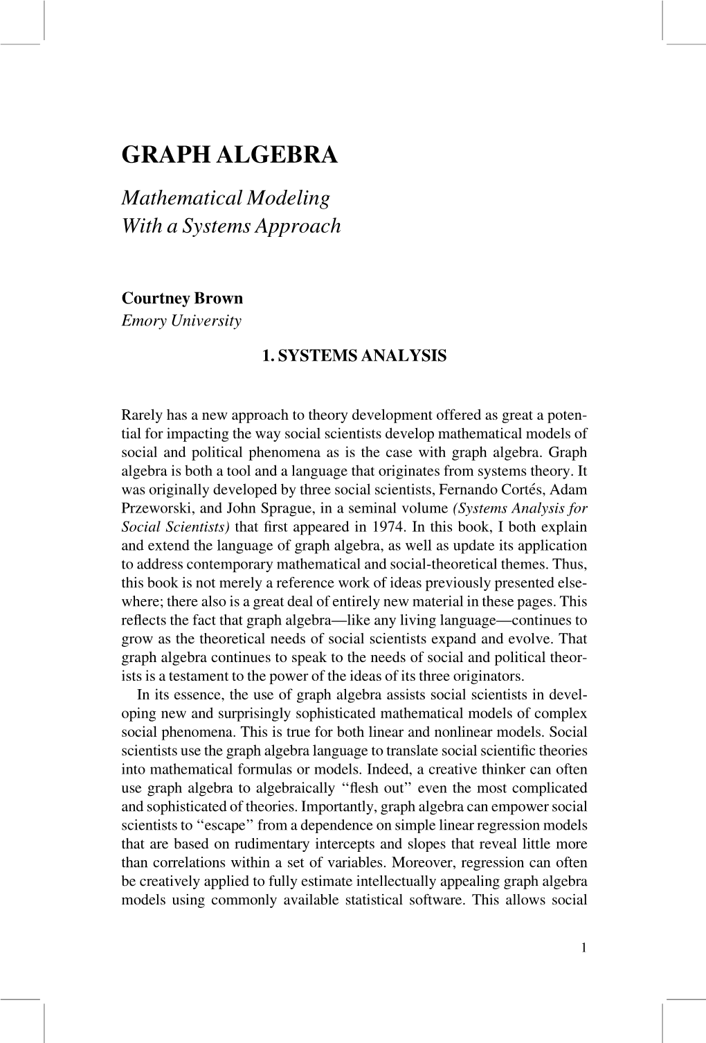 GRAPH ALGEBRA Mathematical Modeling with a Systems Approach