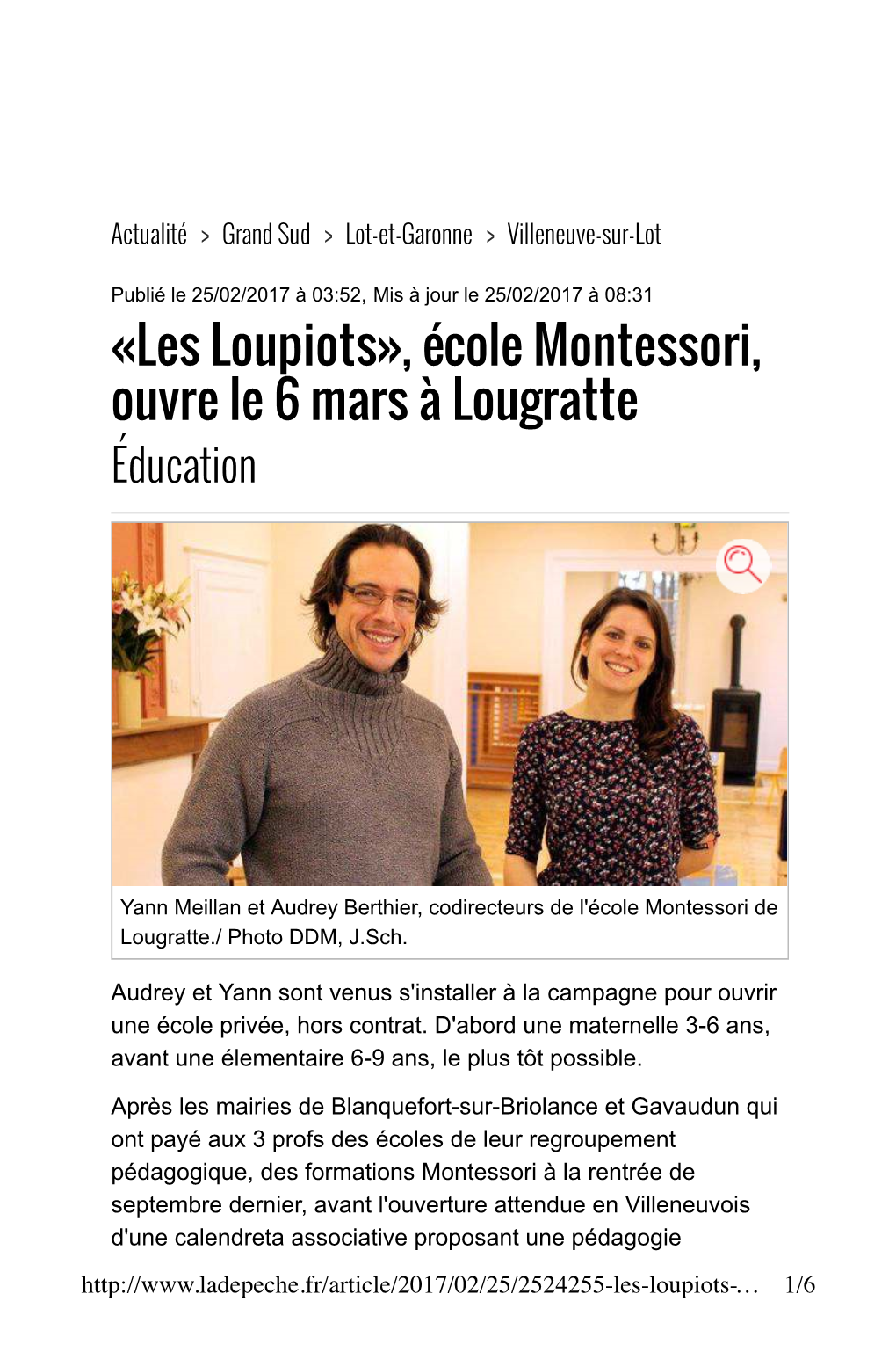 «Les Loupiots», École Montessori, Ouvre Le 6 Mars À Loug… Lundi 27 Février, 19:58, Sainte Honorine