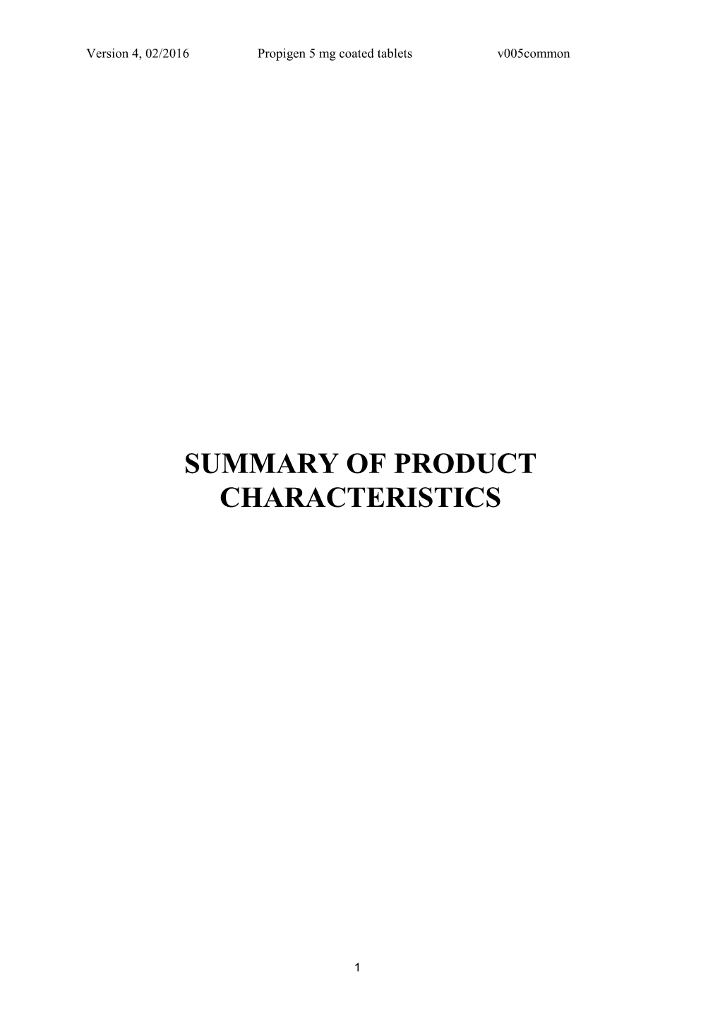 Summary of Product Characteristics