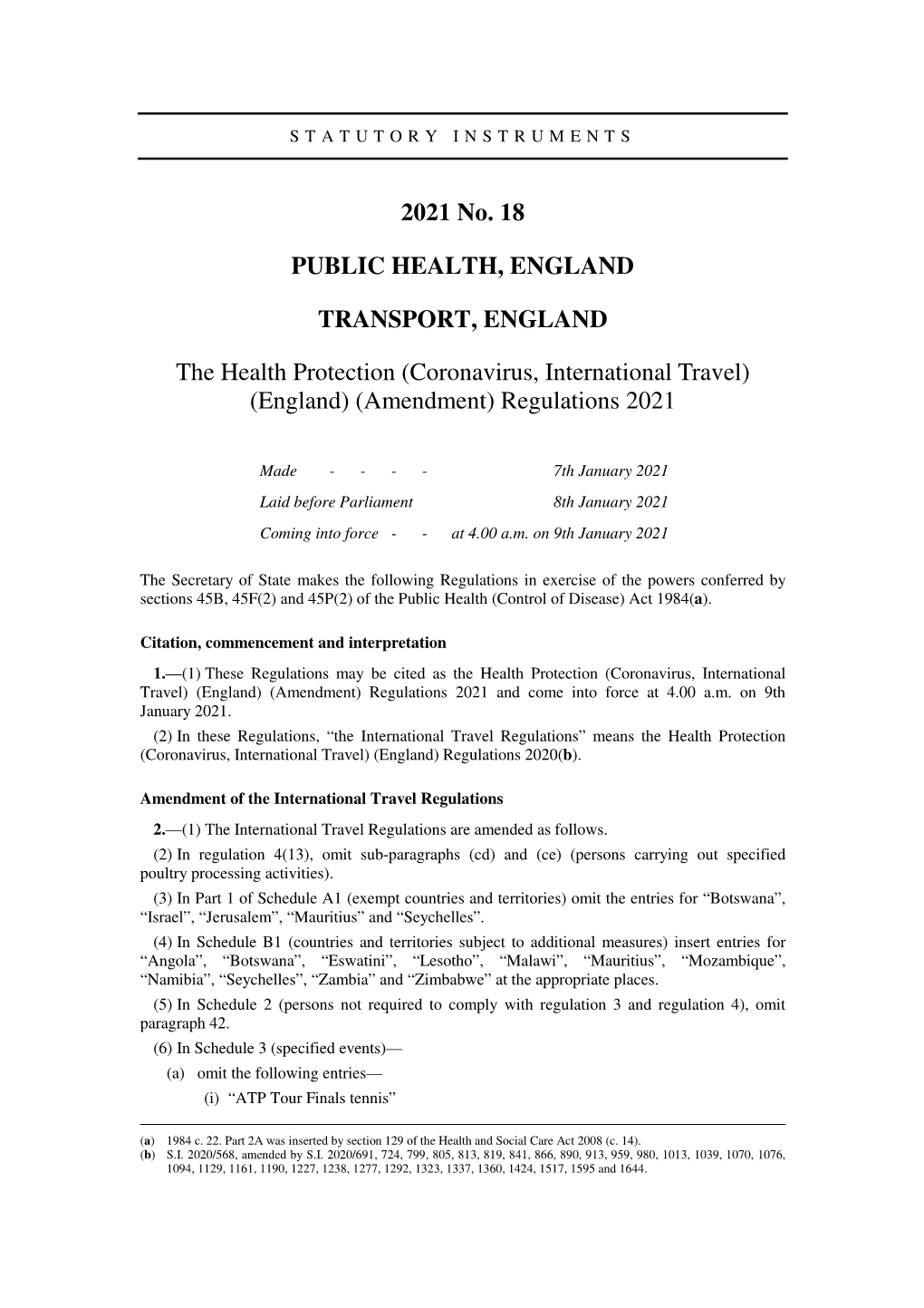 (England) (Amendment) Regulations 2021