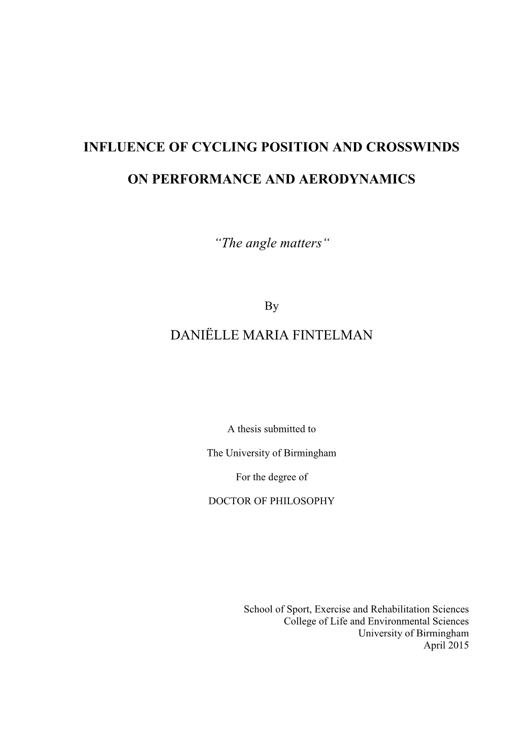 Influence of Cycling Position and Crosswinds On