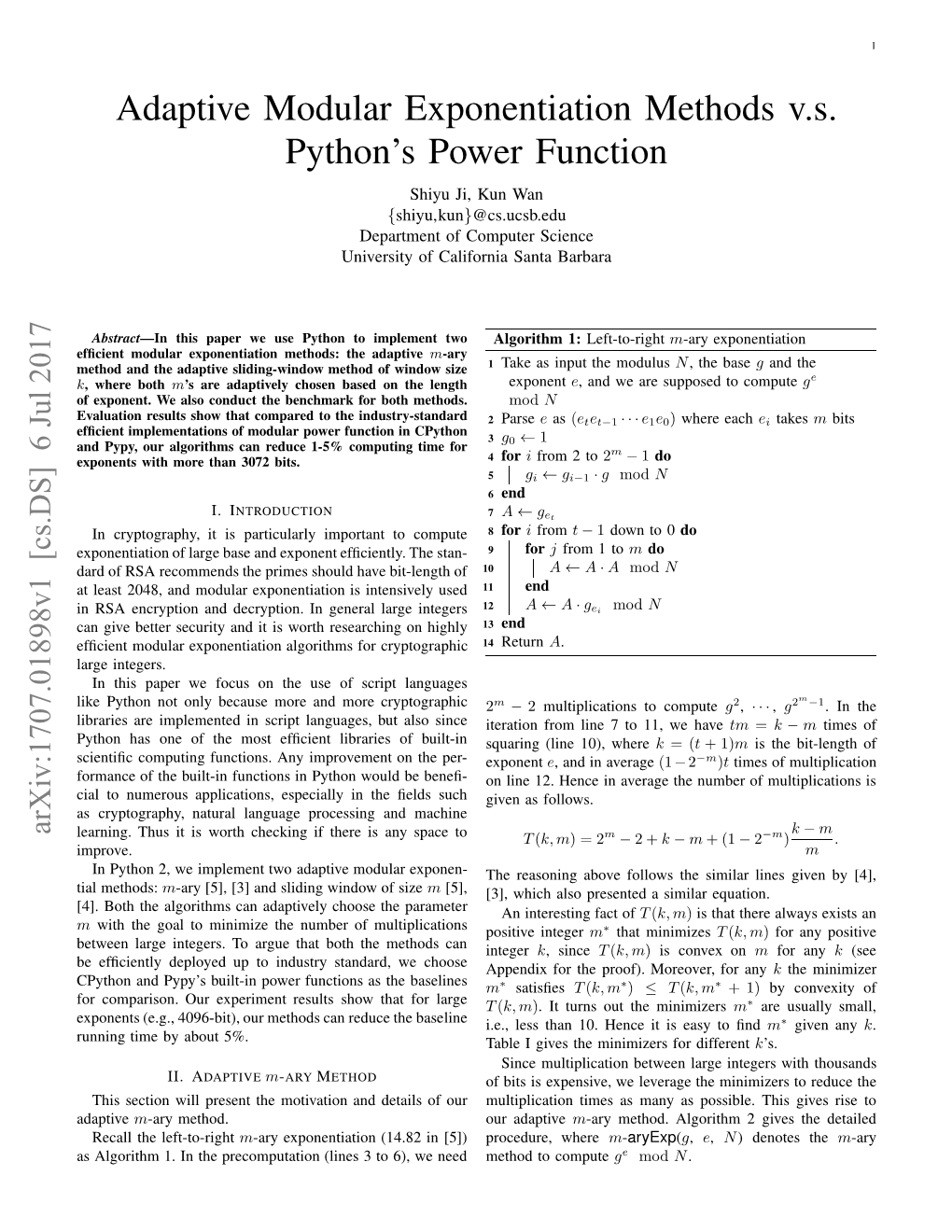 Adaptive Modular Exponentiation Methods V.S. Python's Power Function