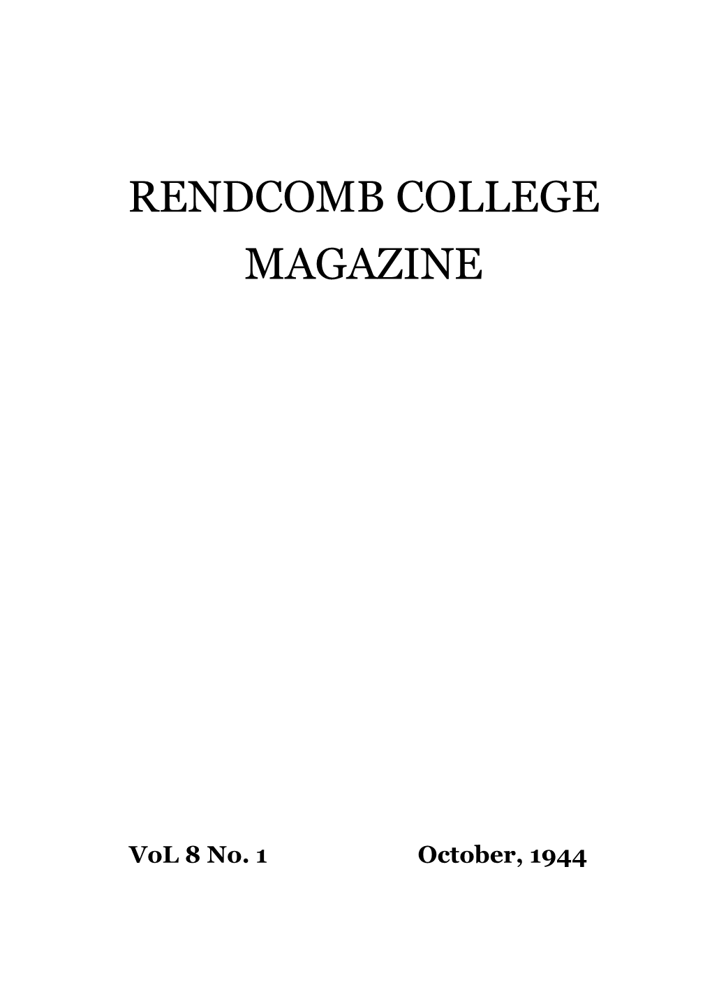 Rendcomb College Magazine October 1944