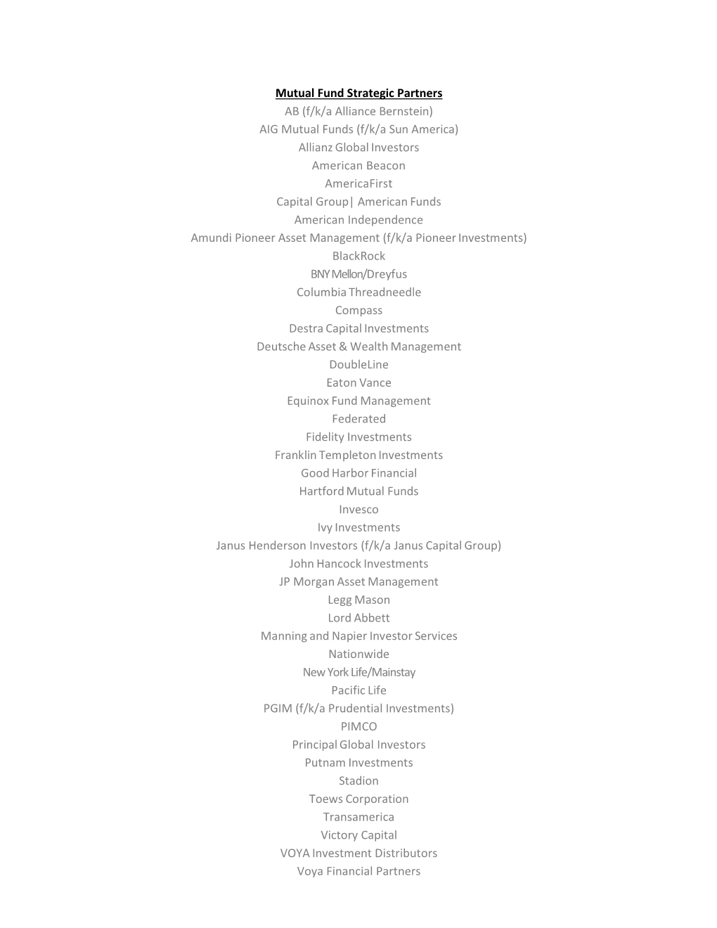 Mutual Fund Strategic Partners AB (F/K/A Alliance