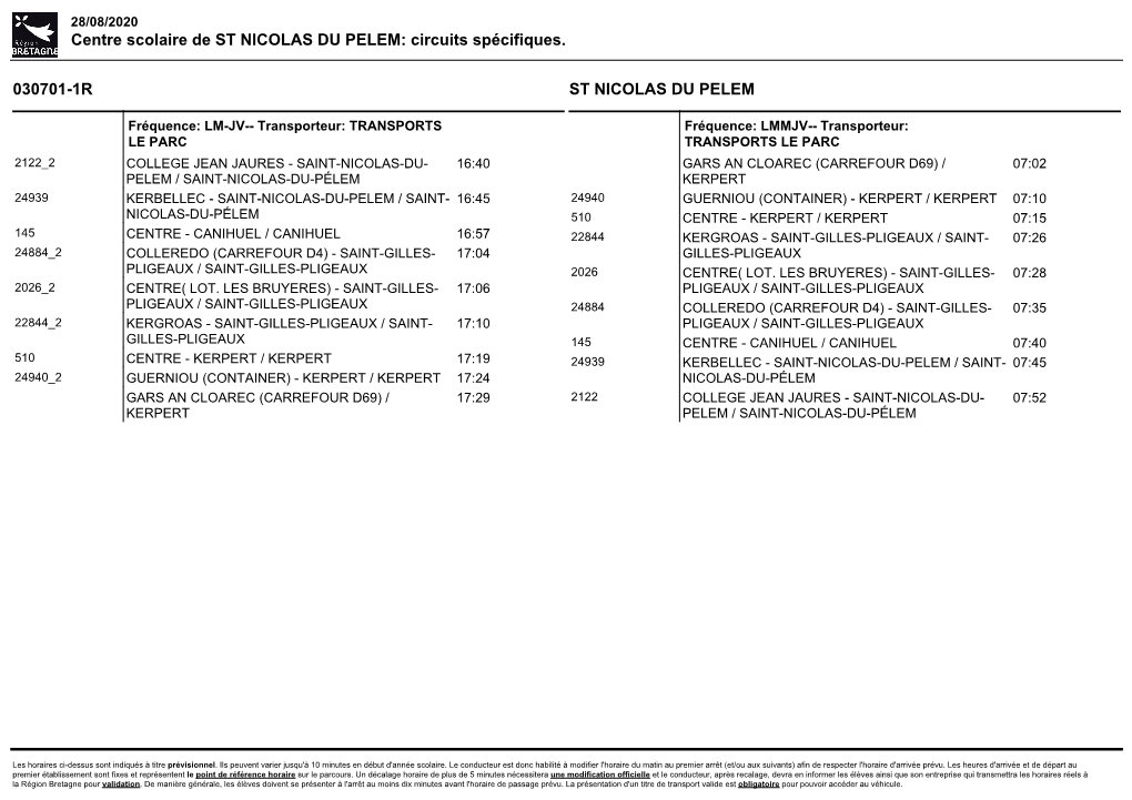 Circuits Spécifiques. 030701-1R ST NICOLAS DU PELEM