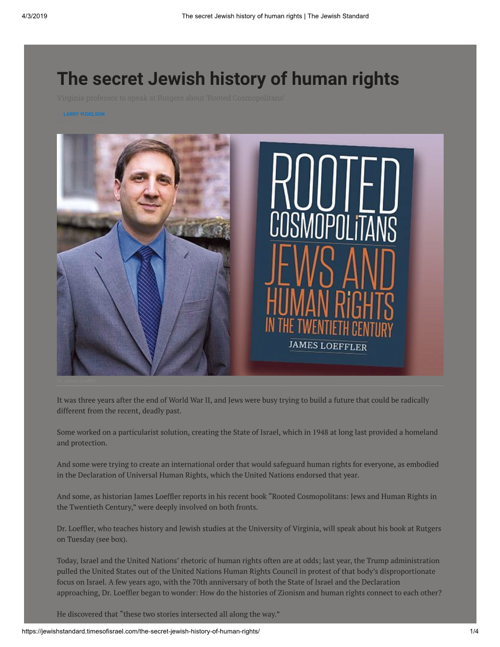 The Secret Jewish History of Human Rights | the Jewish Standard