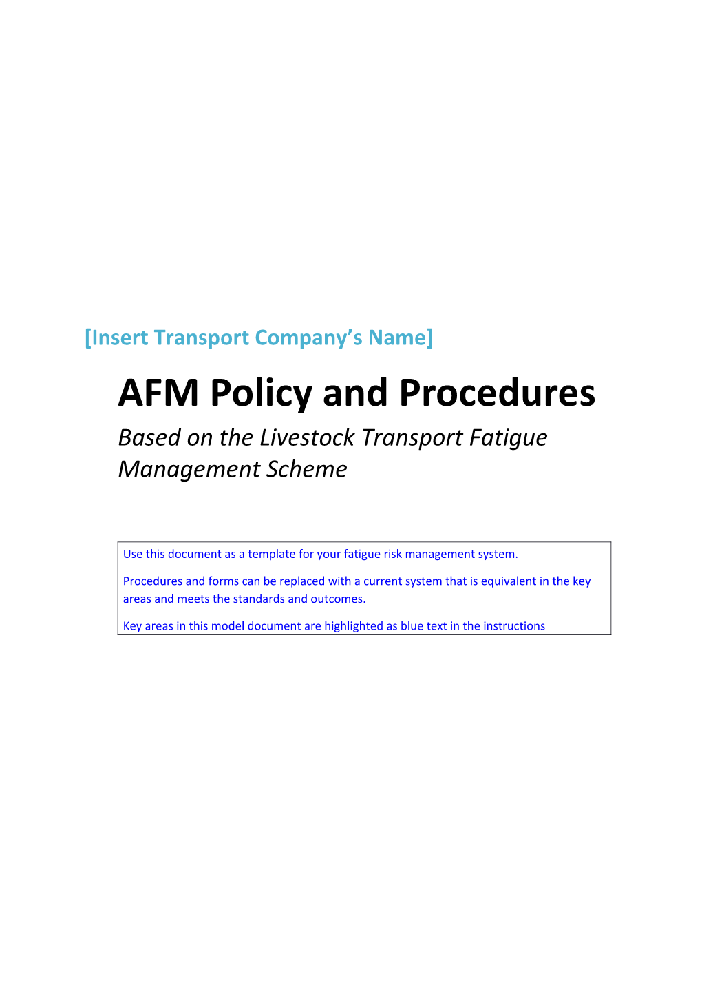 LTFMS - AFM Policy and Procedures