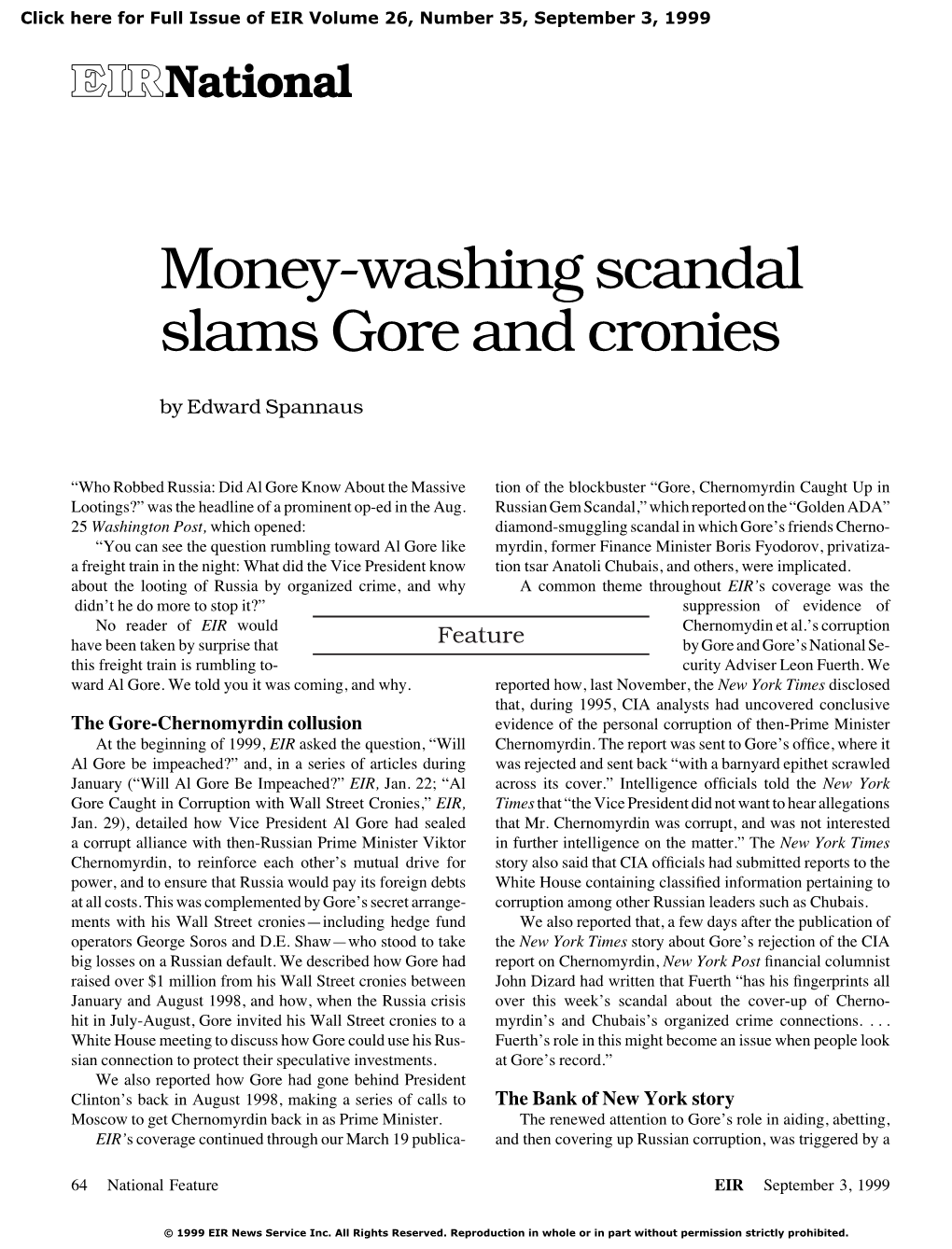 Money-Washing Scandal Slams Gore and Cronies