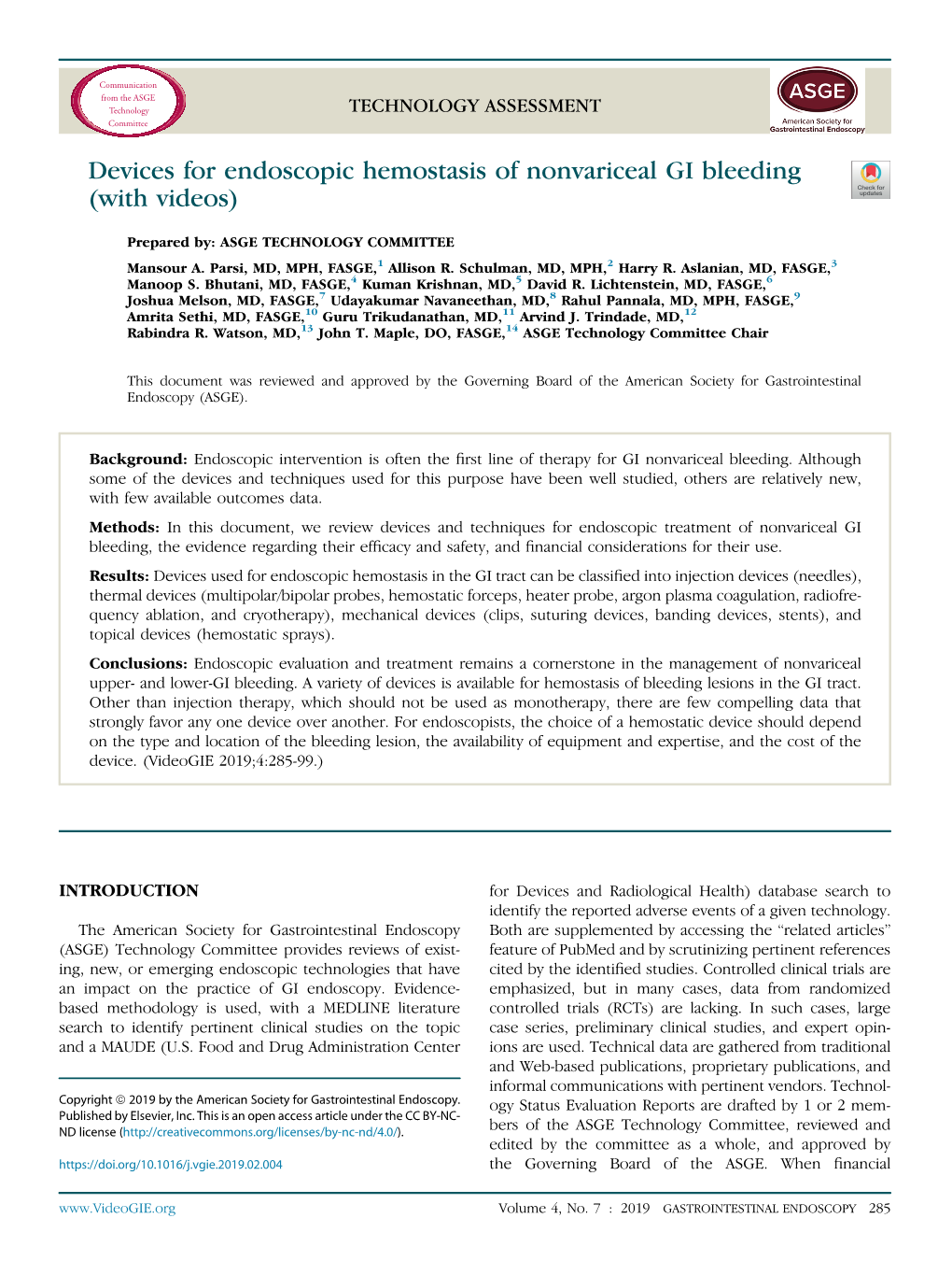 Devices for Endoscopic Hemostasis of Nonvariceal GI Bleeding (With Videos)