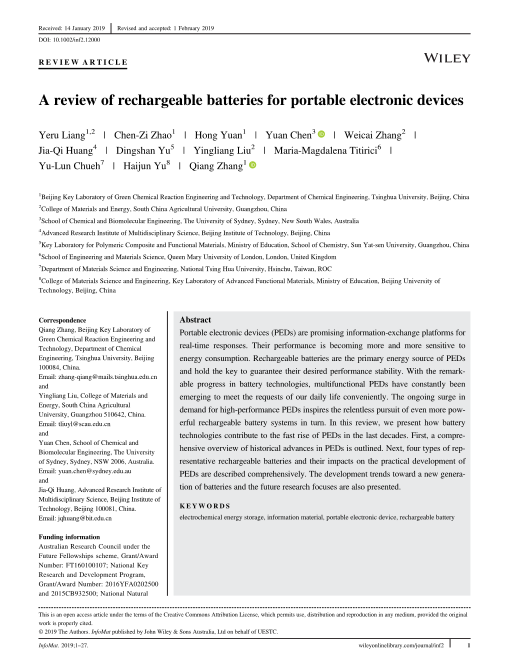 A Review of Rechargeable Batteries for Portable Electronic Devices