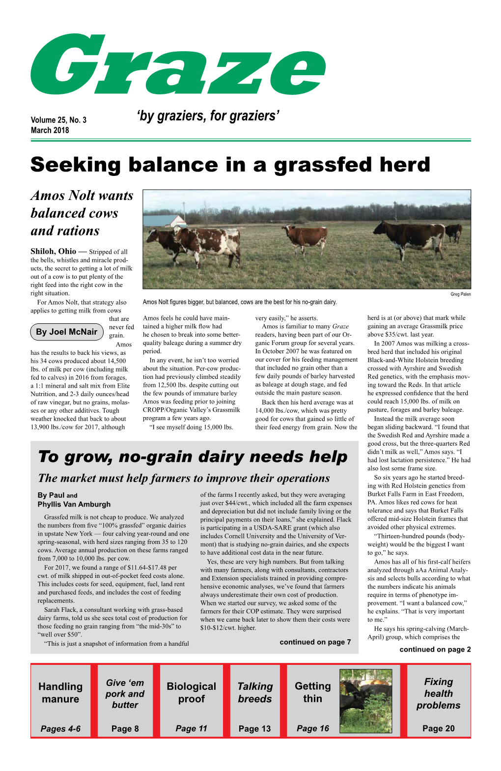 Seeking Balance in a Grassfed Herd Amos Nolt Wants Balanced Cows and Rations