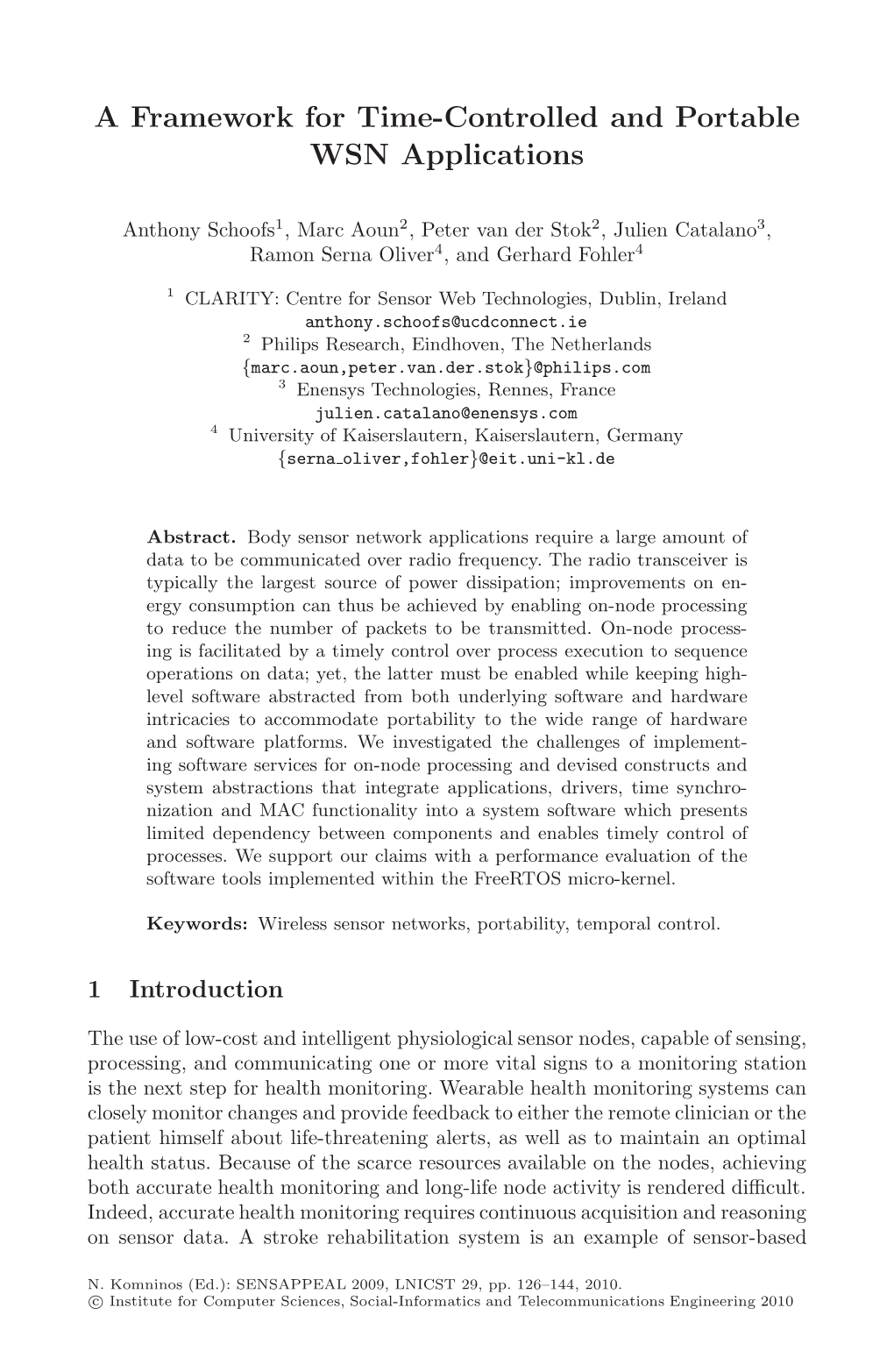 A Framework for Time-Controlled and Portable WSN Applications